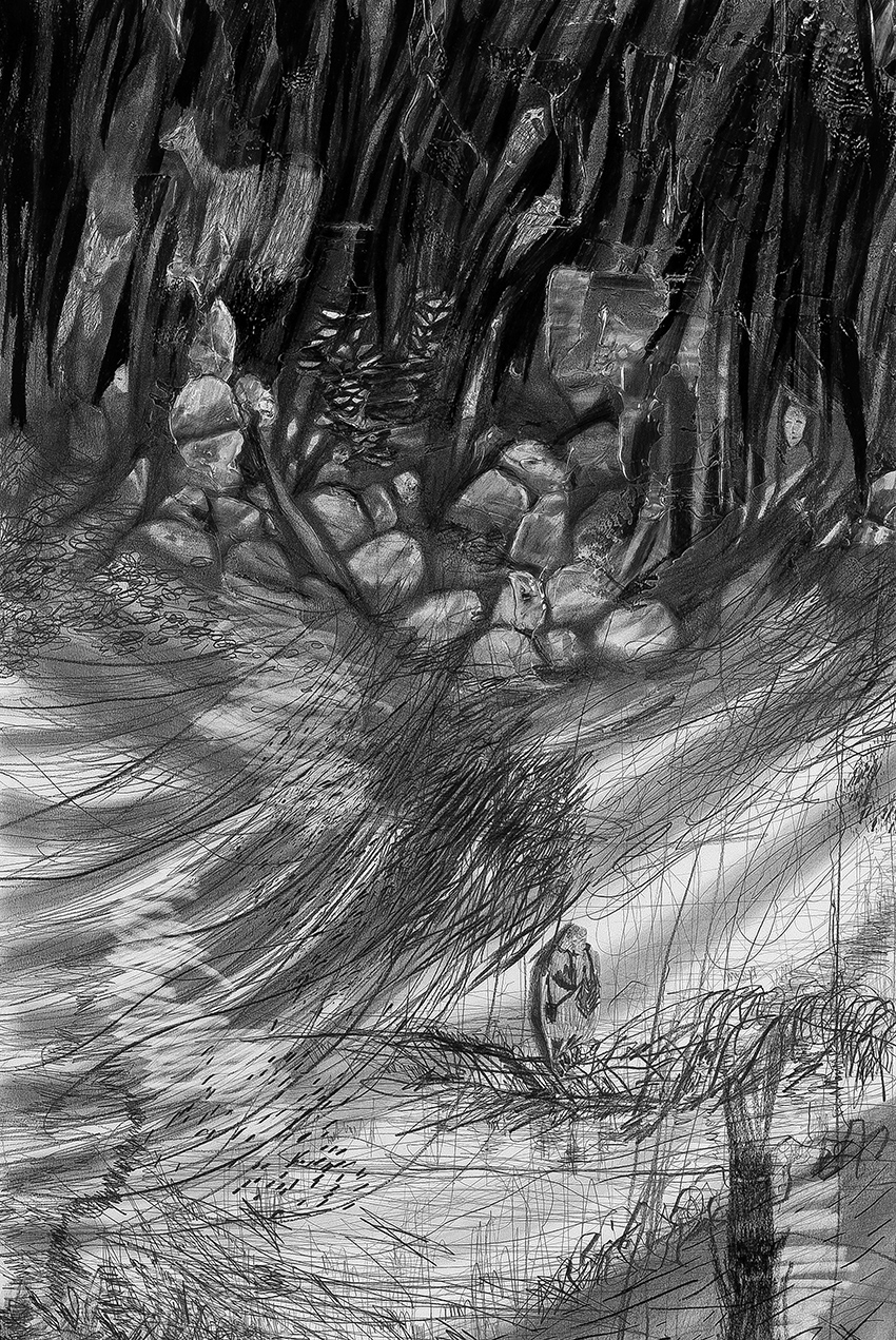 바람부는 날, 2018, 종이에 혼합재료, 90x39cm