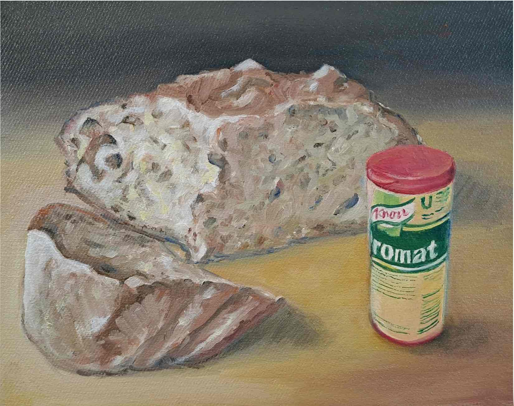 2023, Brot und Salz, Öl auf Leinwand, 24 x 19cm