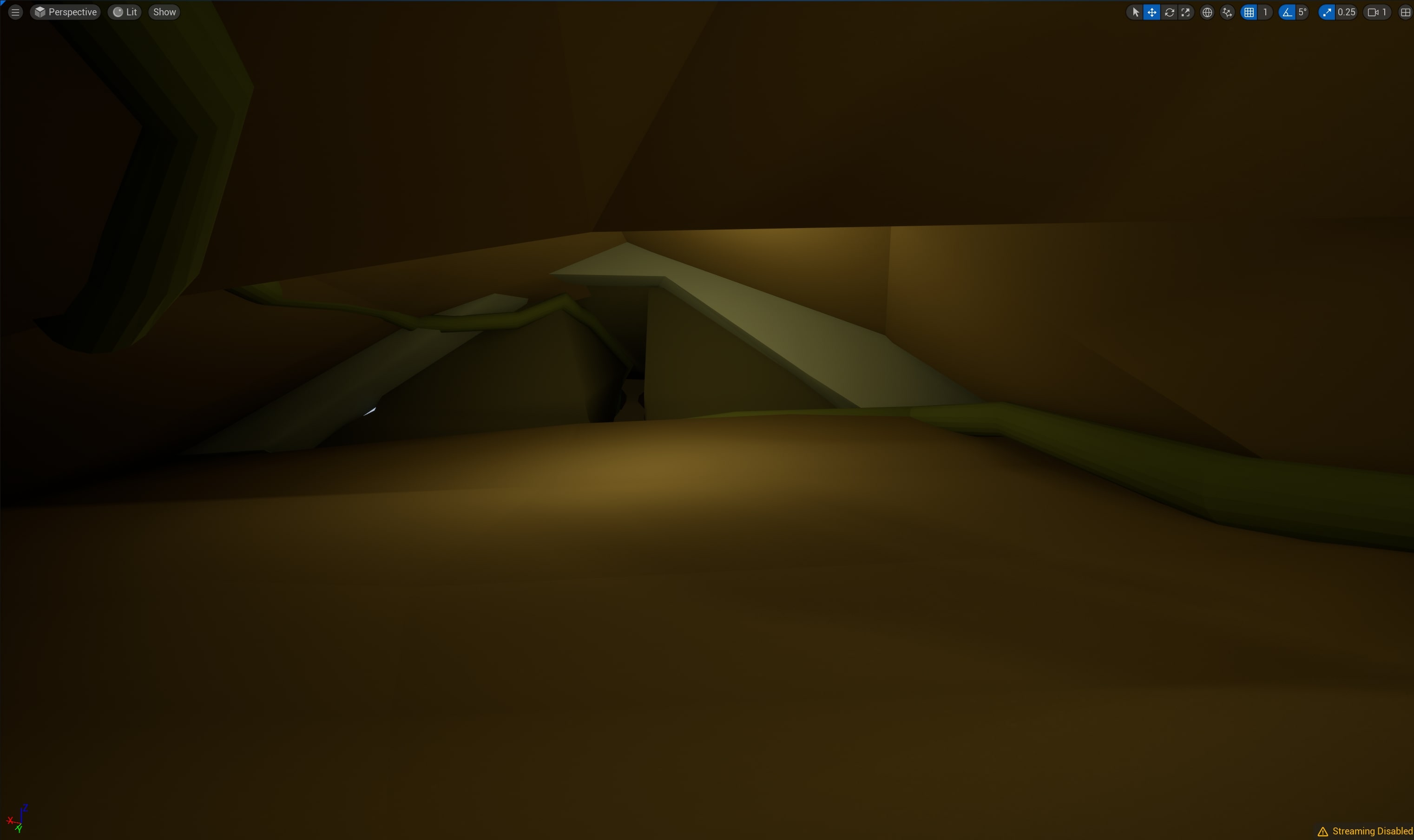 15. After crawling, Spots a faint opening ahead.