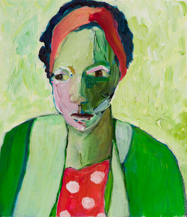 Lady with Polka-Dot Blouse — 28  x 23 cm Acrylic on Paper (2022)