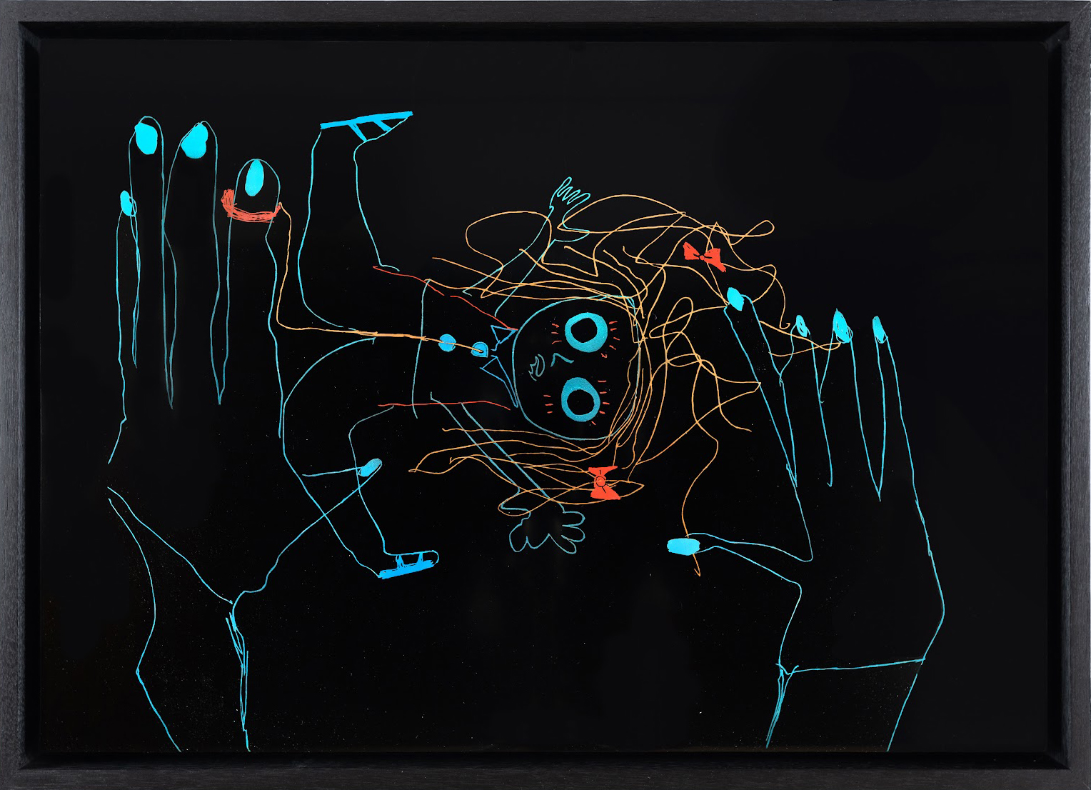 “Talking Doll,” 202, pigment on wood, 11 ¹¹⁄₁₆" x 16 ¹¹⁄₁₆" 