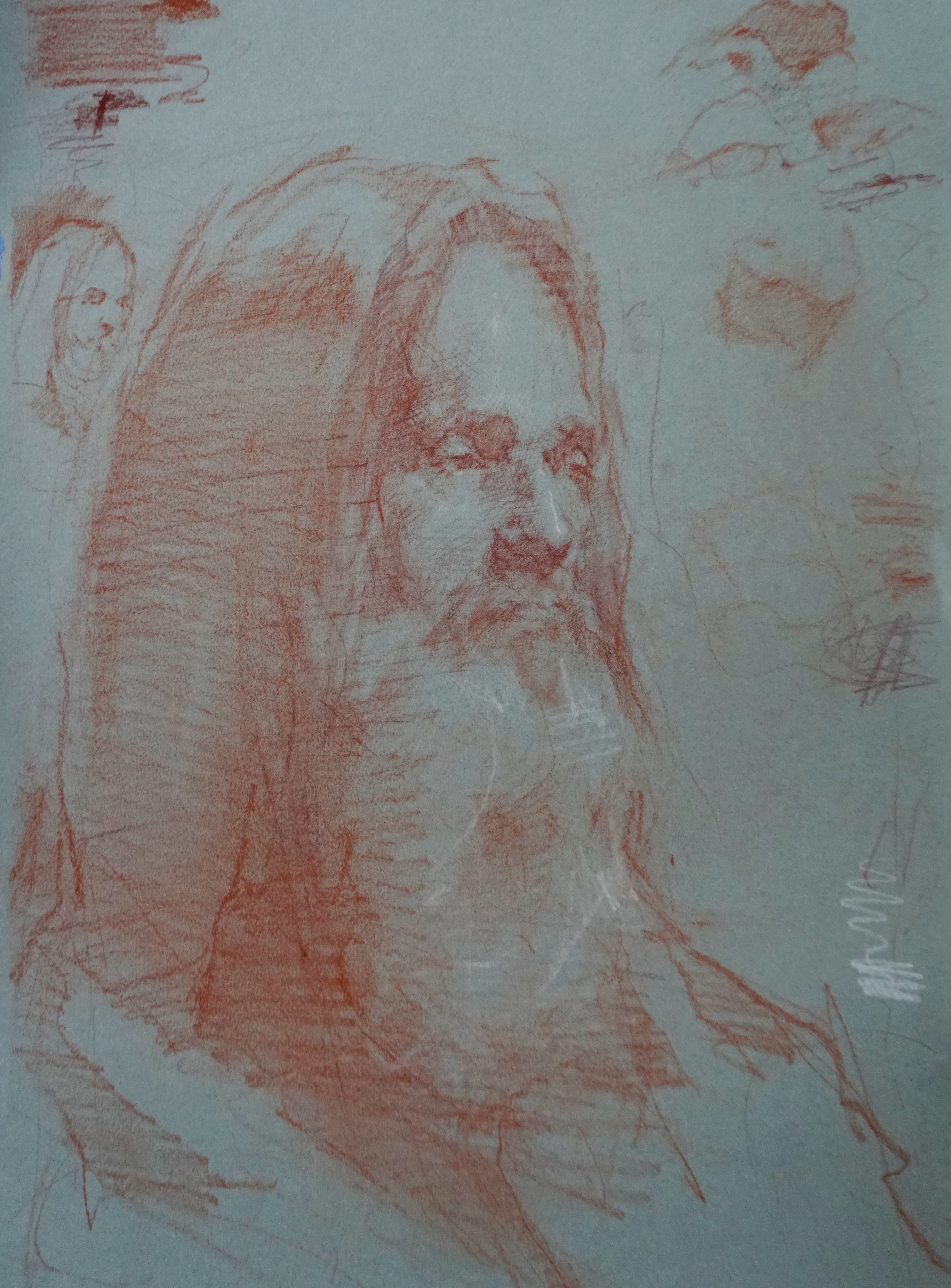 Sweden Demo of Peter in Red, Pencil and Chalk, 14.5x21.5'',$350
