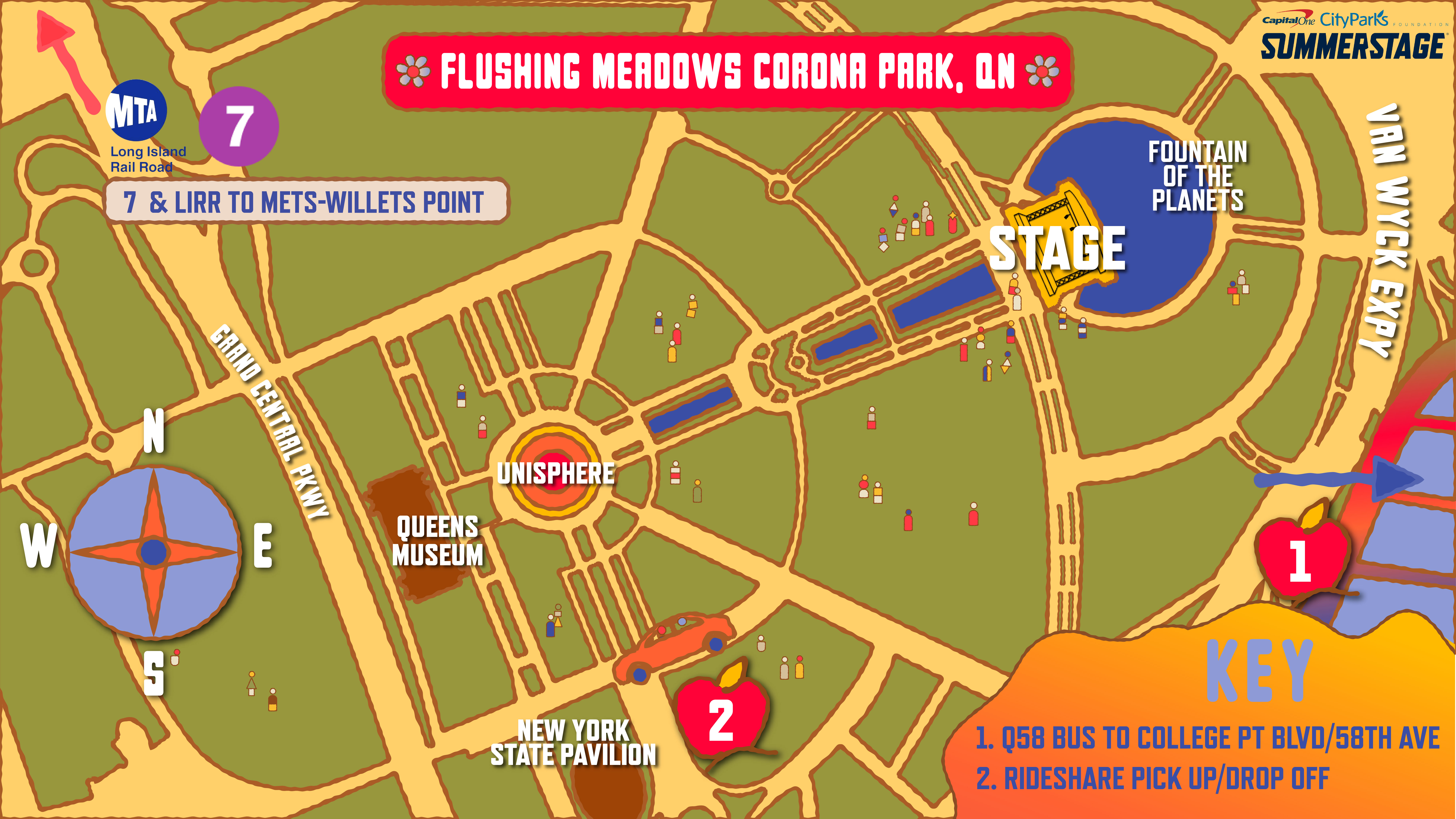 Square and 1920x1080 NYC park maps made using elements from the season artwork: Flushing Meadows Park, Queens