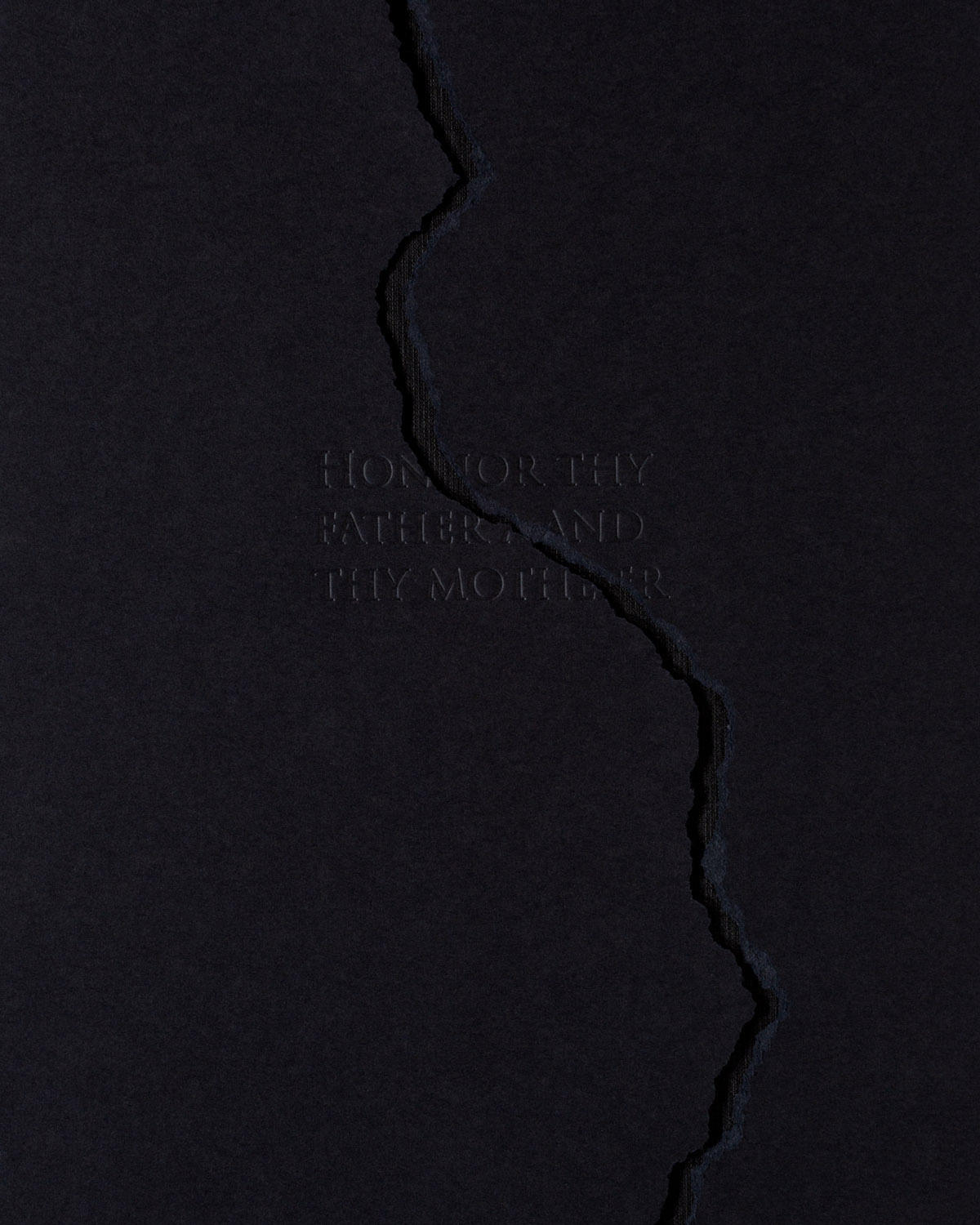 BLACK RIVER_#2 (1 of 7) - 9"x12" (framed) - Seven commandments de-bosed on black paper