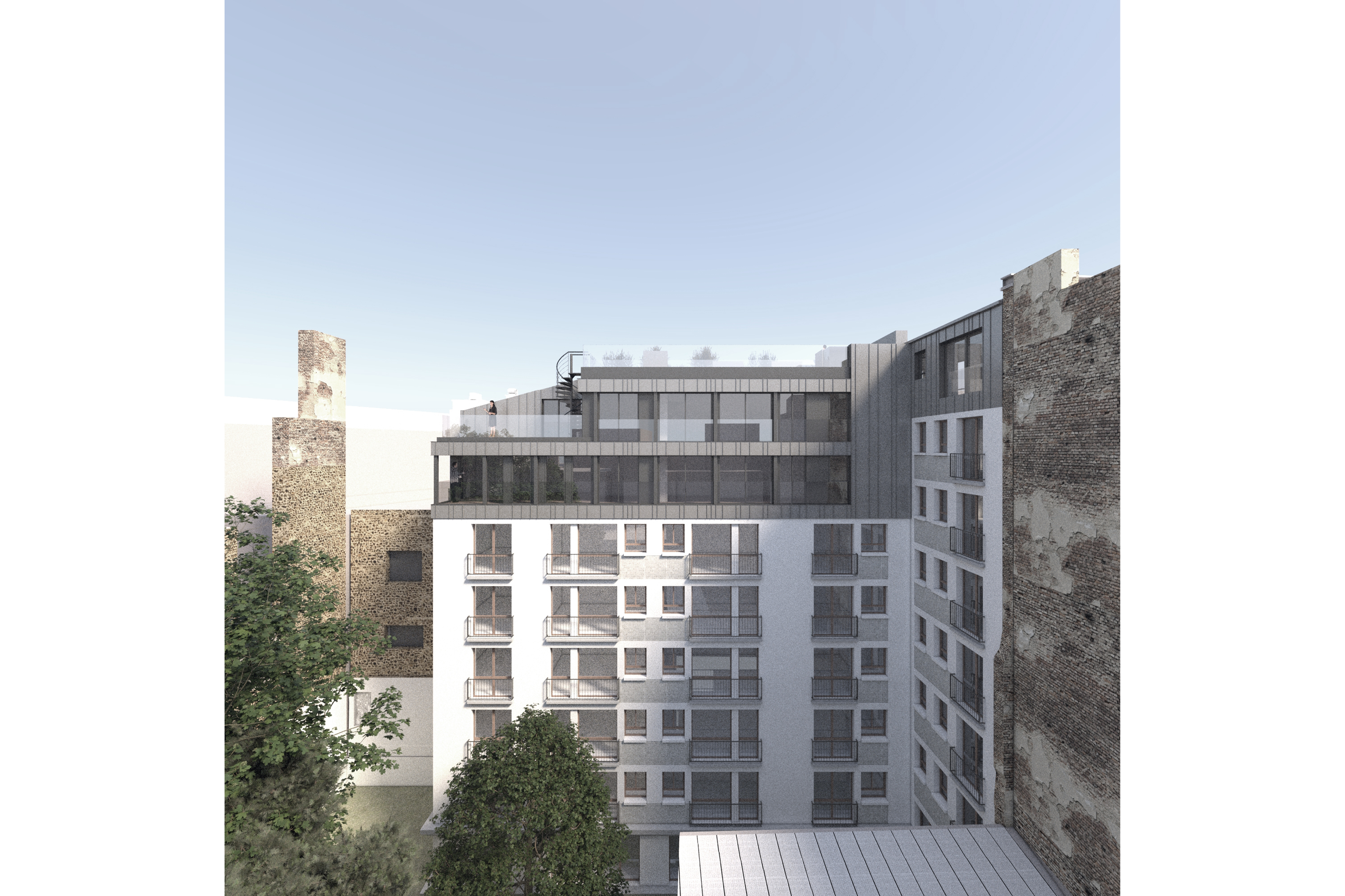Fossés-saint-Jacques, surélévation d'un immeuble parisien (75005) - avec Atelier T - 2021  - PC