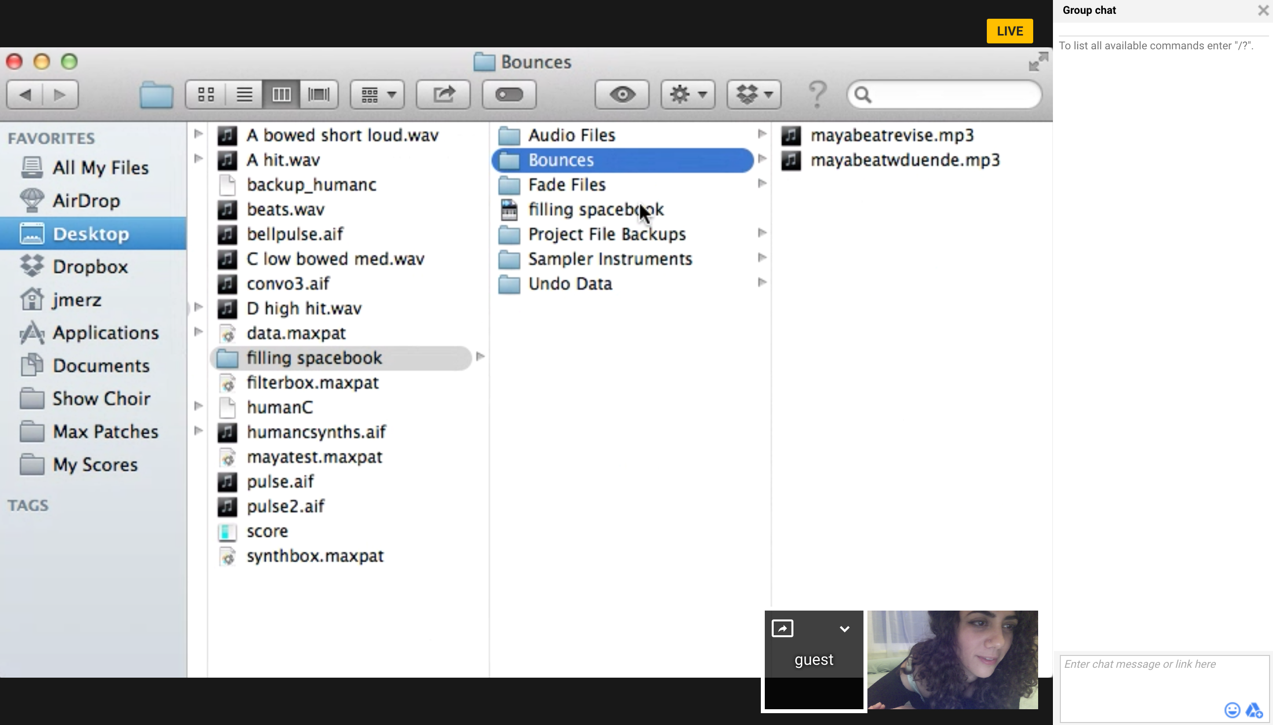 Screenshot from Experiment 2.1: Live Hangout, Desktop Tour