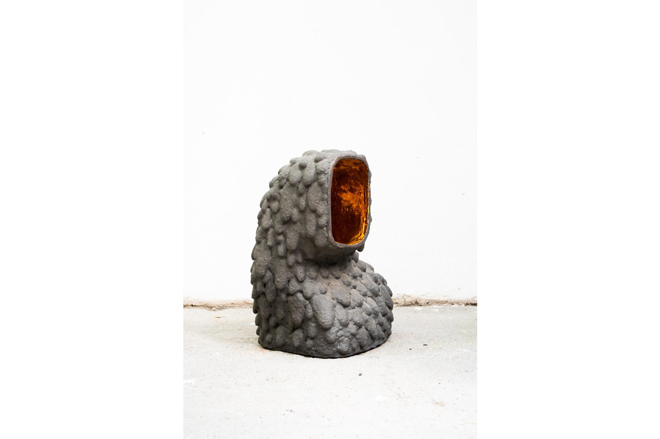 gt2PSuple Bounding Form from the series "Remolten N1", 2019Modelled in stoneware with remelted volcanic stone38 x 30 x 25 cm