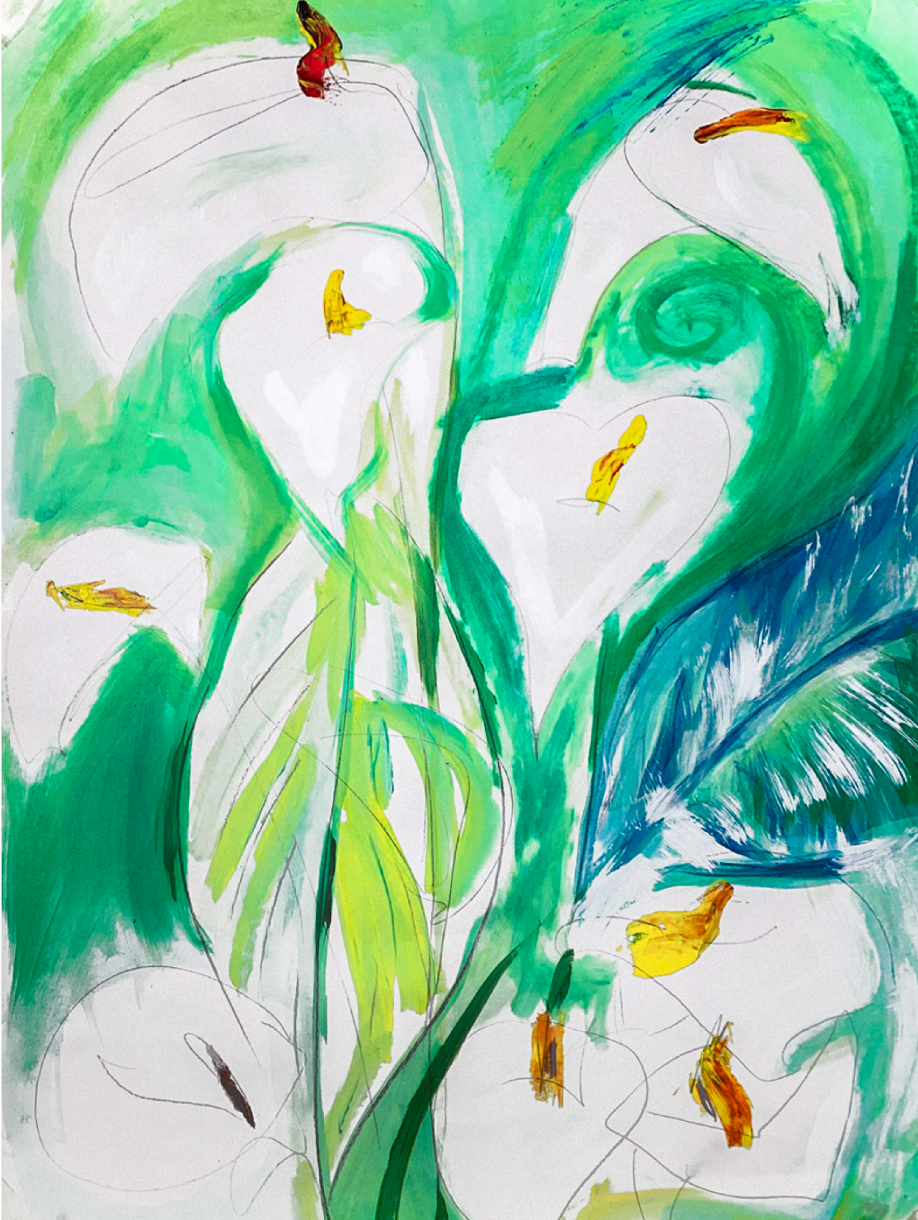 "Lily Study (3 of 3)", 2019, 12x8 inches, acrylic on paper - SOLD