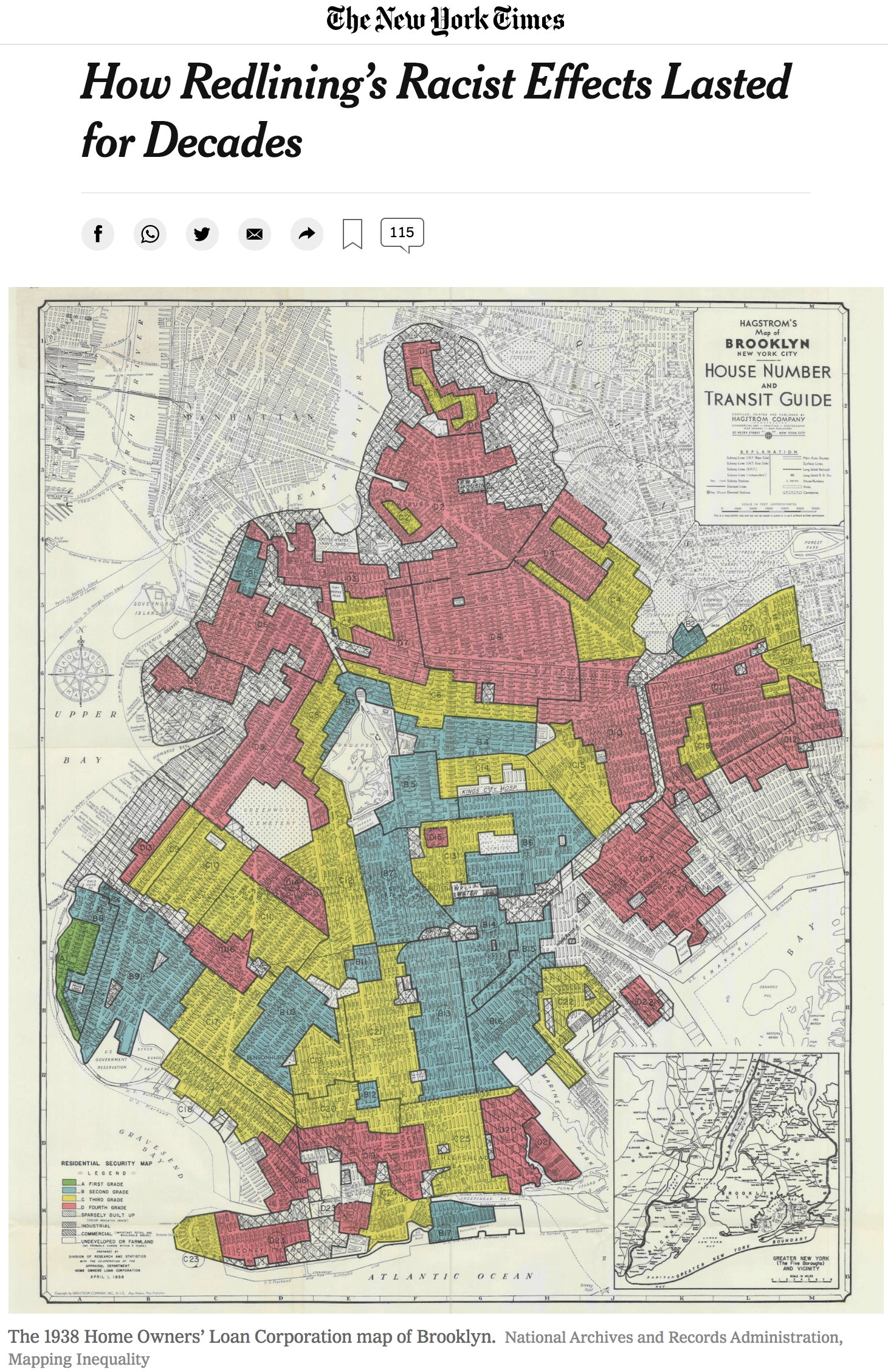 2017. "How Redlining's Racist Effects Lasted for Decades" by Emily Badger. Published by The New York Times