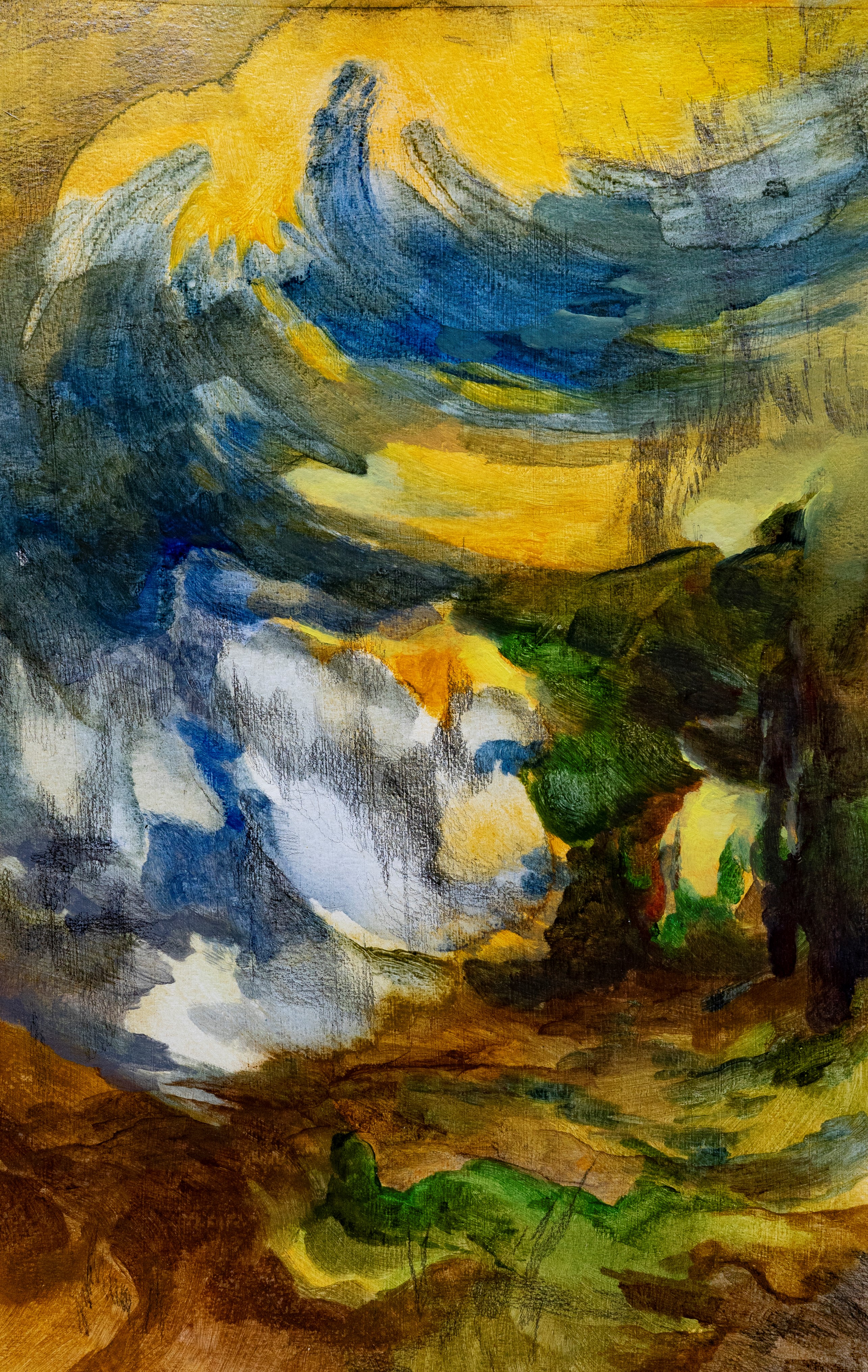 First Rain, oil and graphite on paper, 11" x 14", 2019.