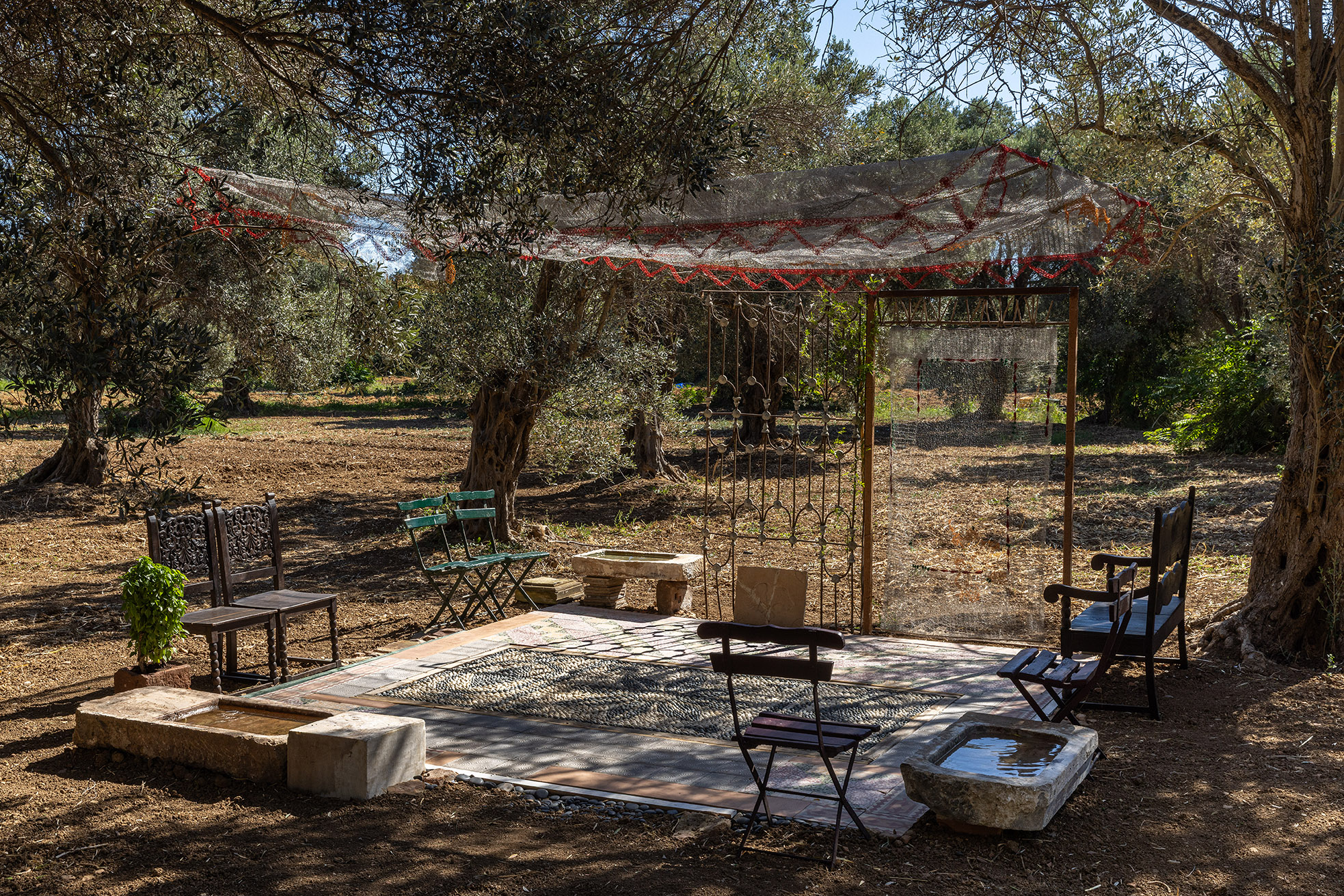 Maria Loizidou, La Place, new commission for the exhibition ONCE WE WERE GARDENS, 2025, DEO, Karavas Estate,Kampos, Chios Island, Greece, courtesy of the artist and DEO, photo: Nikos Alexopoulos