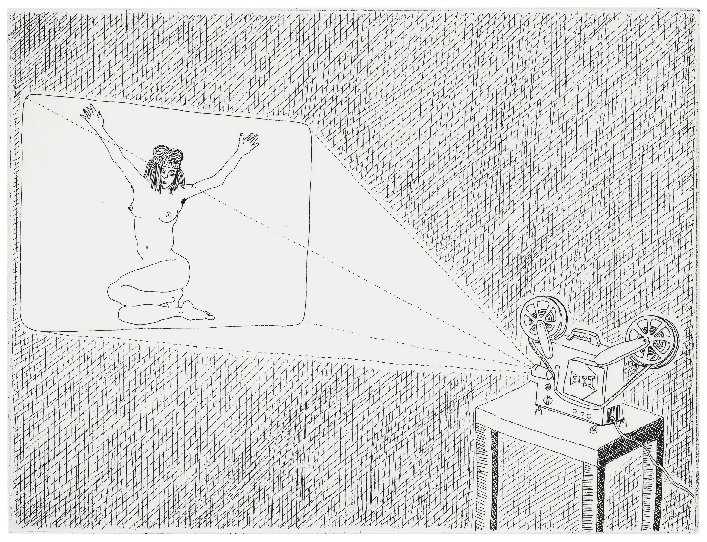 Study for 16mm Film (Naked Modern Dancer), 2004. Etching; 6 &times; 8 inches 