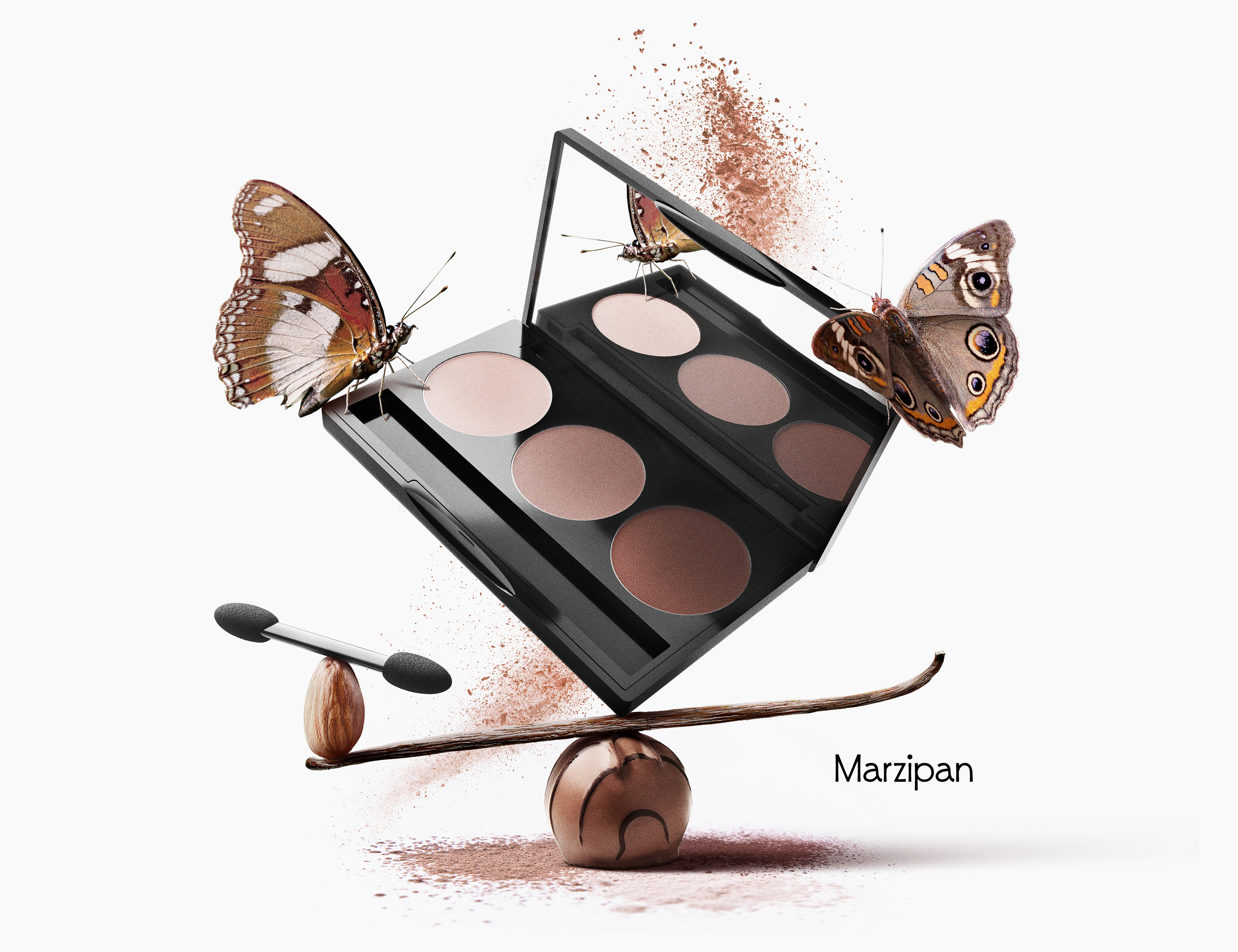 Social media campaign for the eyeshadow products line. Cosmetic product photography. Makeup product styling. Created by Eclectic M Studio.