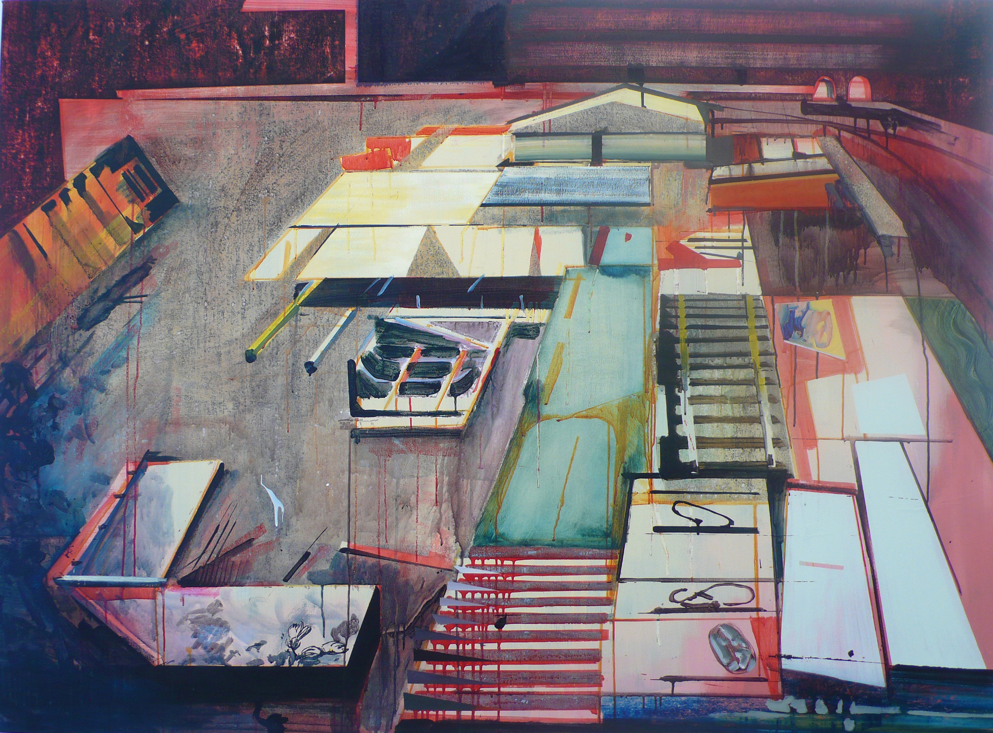 Night Assembly, Acrylic and Oil on canvas, 47"x63.5" 2011