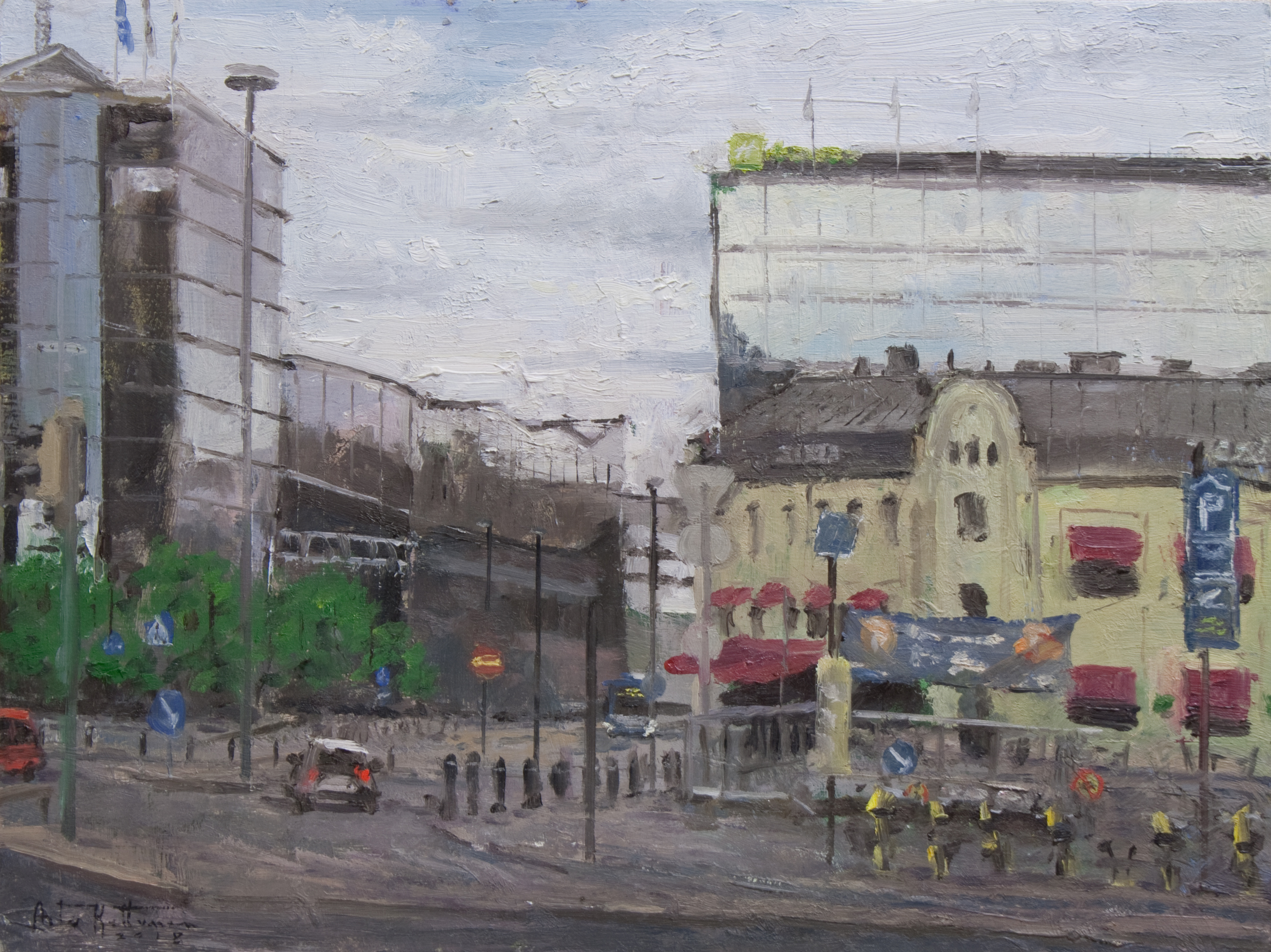 "Elielinaukio", oil, 24x31cm, 2018