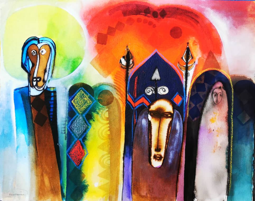 Abushariaa Ahmed, The Nubian Queen 2, 2016, ink on paper, 45 x 61 cm, $2,000.00