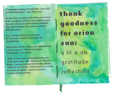 Orion Sun: A Little 4 AM Gratitude Reflection Zine