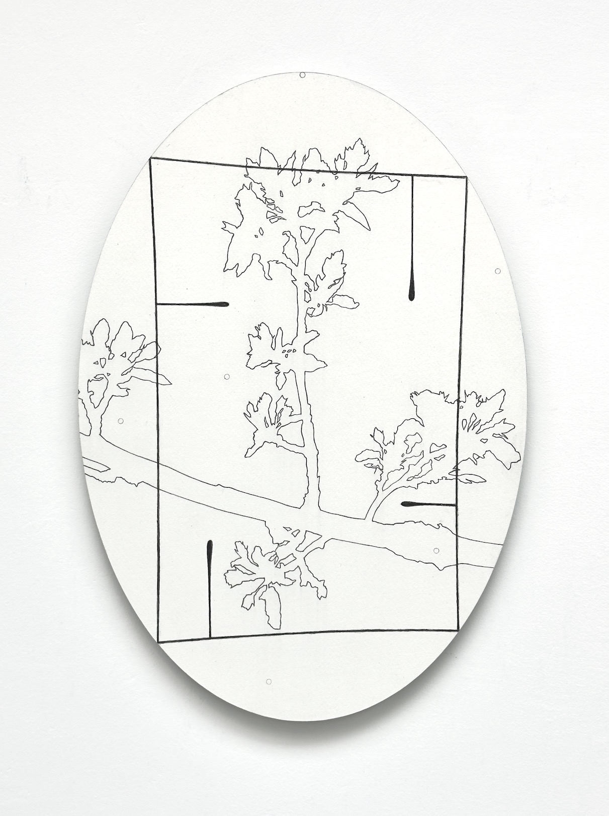 ‘A fruitful halt’, 2025, (graphite) pencil and acrylic on paper/aluminium, 44.5 x 31 cm.