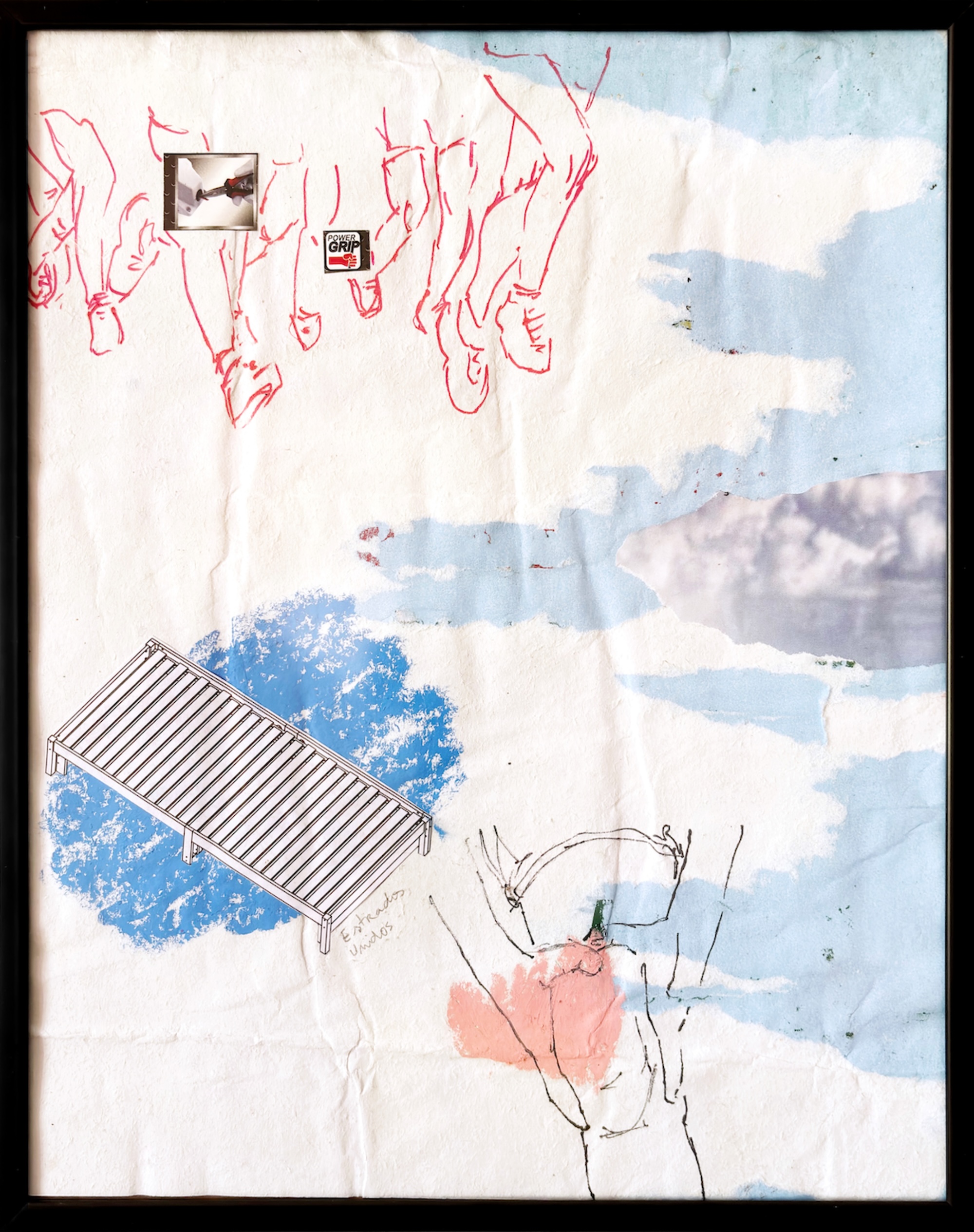 pleurer, pleuvoir, c quoi la différence ? 1, 2024magazine and paper cut-outs, collected posters, pencil, permanent markers, black metal frame w/ anti-reflective glass30x25cm