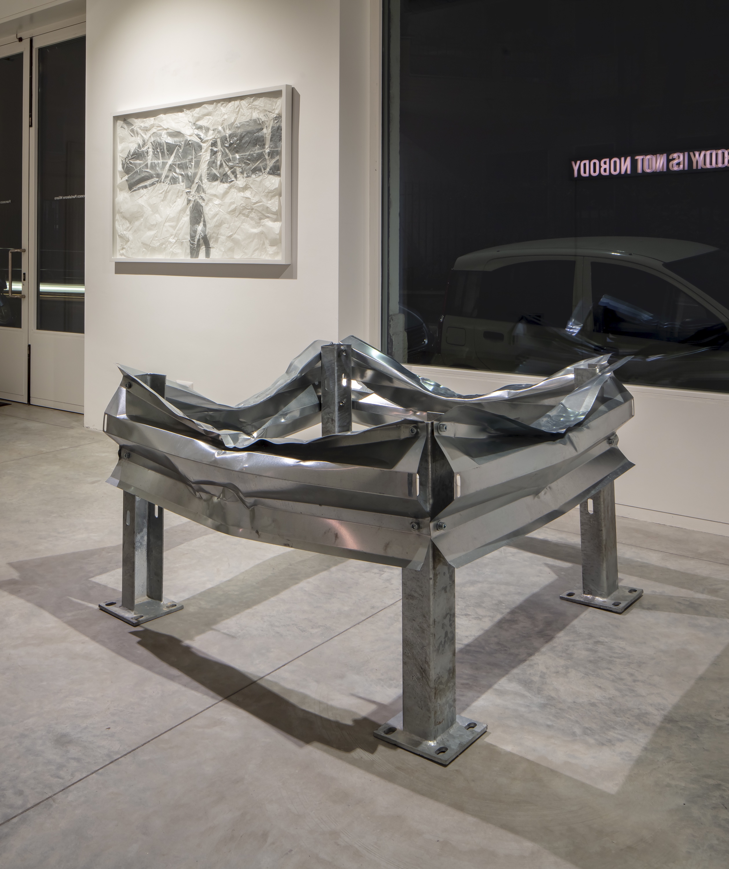 OUT OF THE BOX, 2022 metallo lavorato (guardrail)worked metal (guardrail) 136 x 133 x 80 cm (ca.) ed.unica unique work