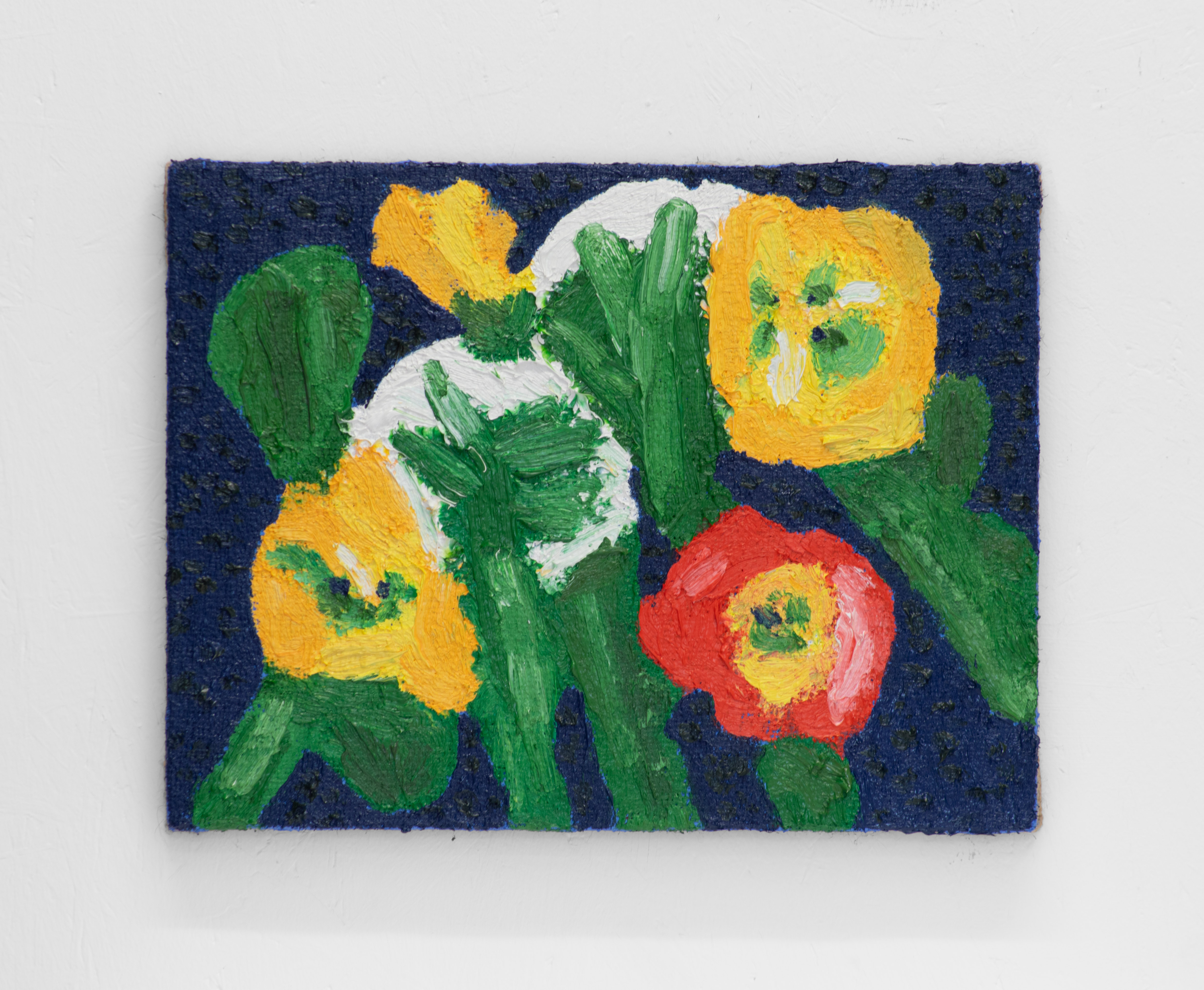 Joyous bunch, 2025  Oil on hessian  25 x 32 cm