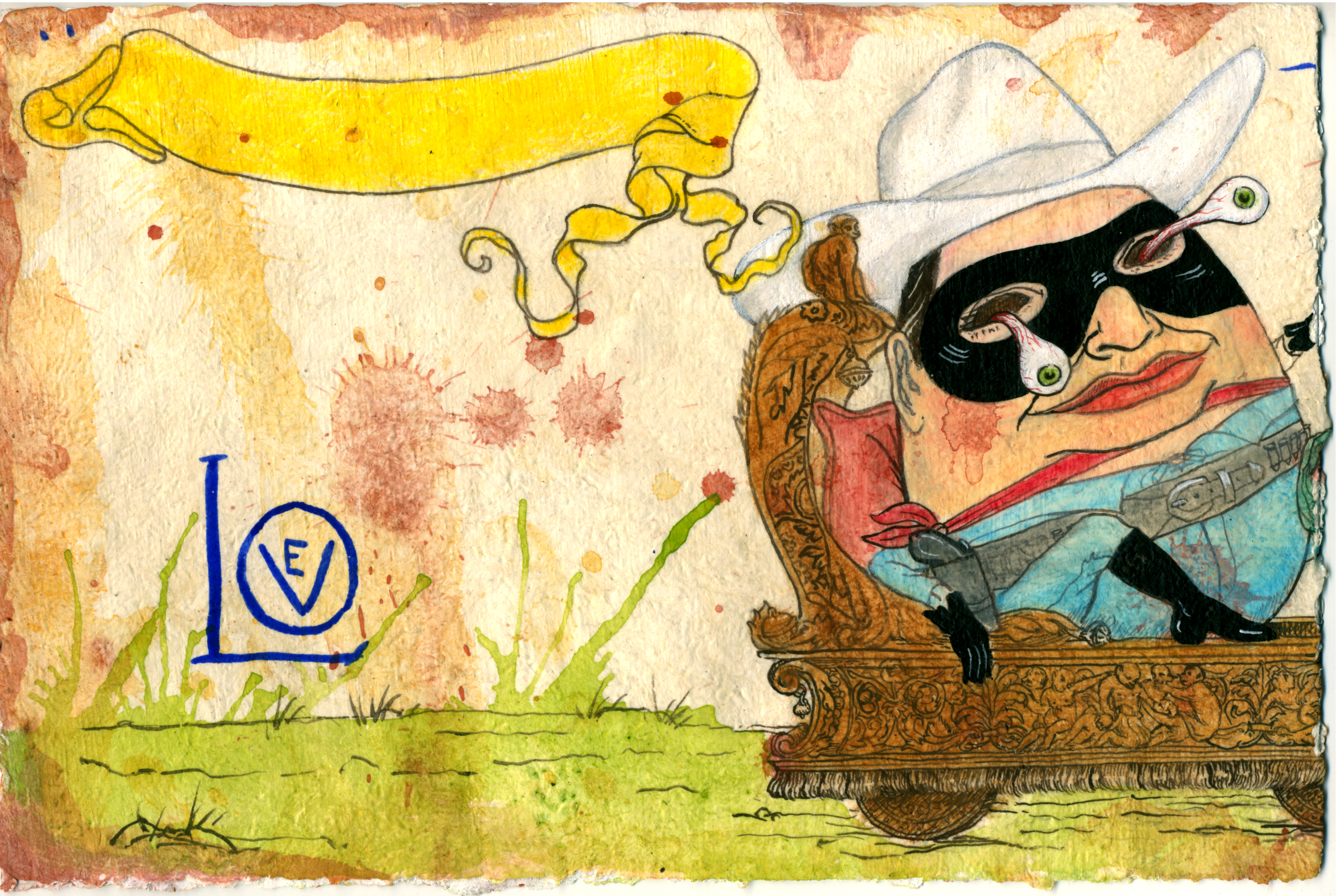 Enrique Chagoya: Codex Cosmovisionarius, 2006; acrylic, water-based oil paint, pencil, solvent transfer, and gesso on ten 19th-century etchings; 15 1/2 × 122 × 1 3/4 in. overall; BAMPFA, bequest of Thérèse Bonney, Class of 2016, by exchange.