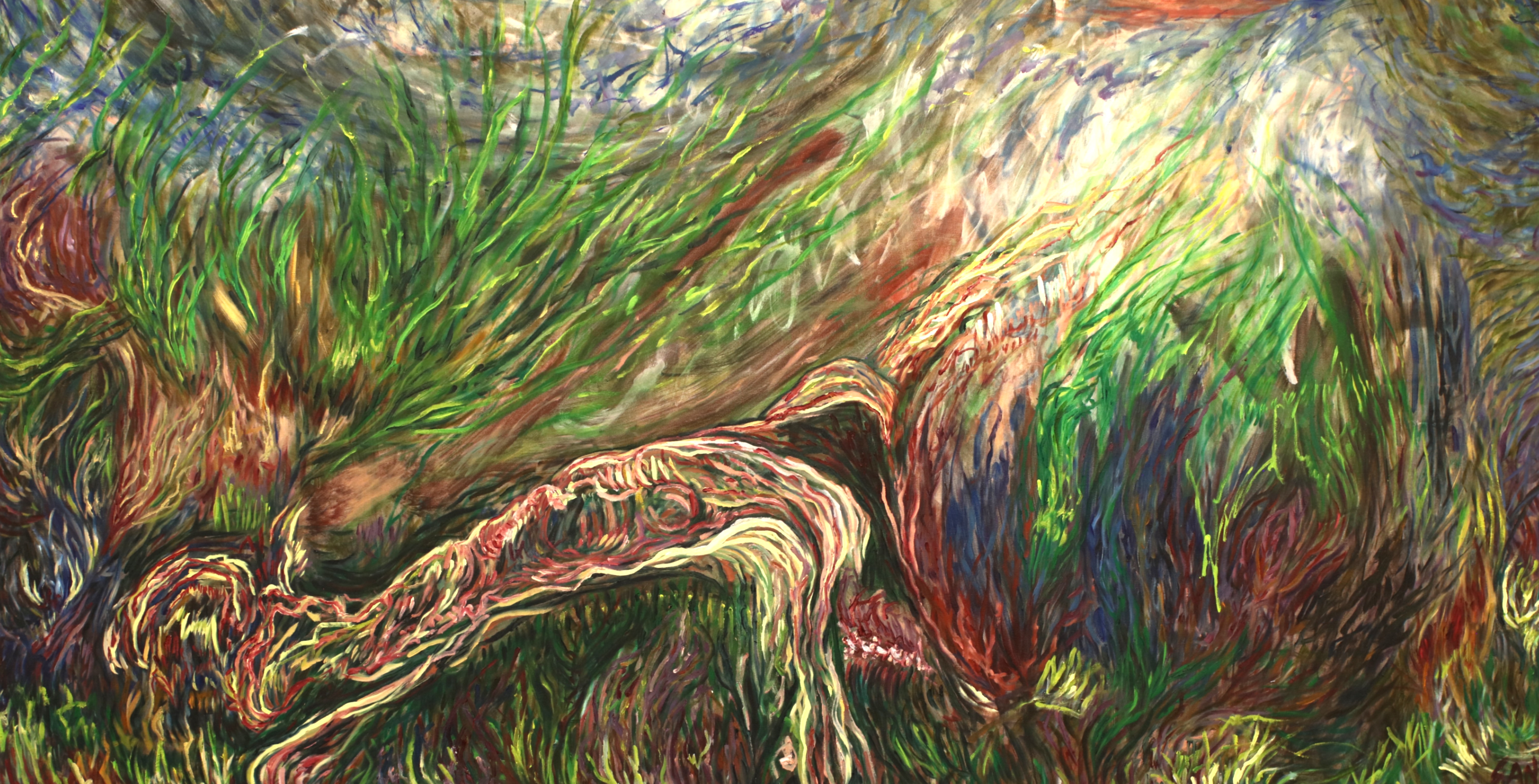 Sandra Leal: Bot, 2024-2025 Oil on canvas 89.9 x 174.9 cm 35 3/8 x 68 7/8 in