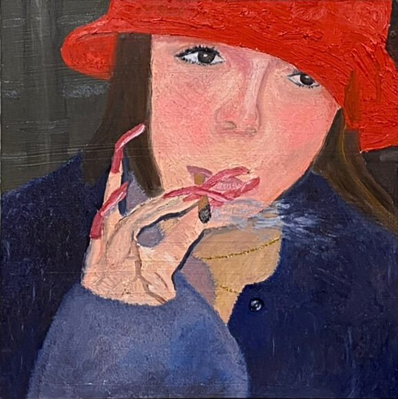 Claudia at the puppet show, 2021, oil on panel