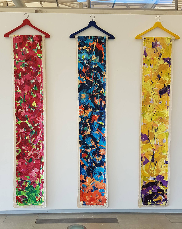 All Things (1), 2021Mixed media, shown on oversized hangers(3 x 300cm x 50cm)