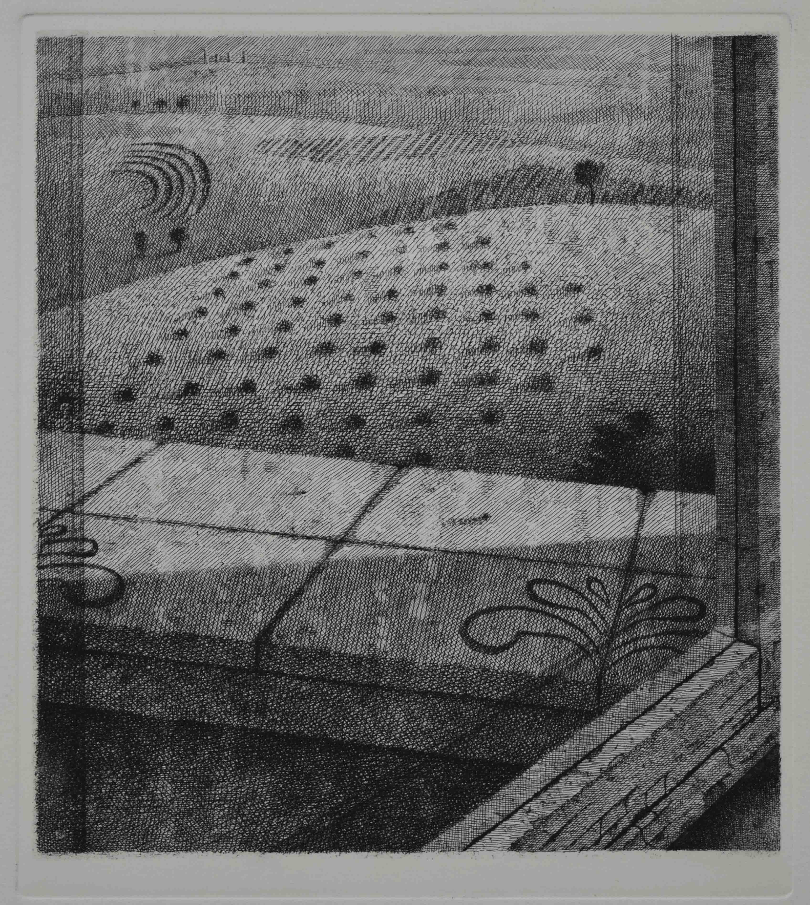 Finestra verso l'entroterra,1997-98, acquaforte su zinco, mm 228x200