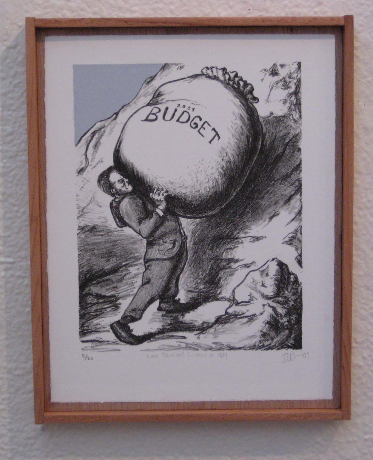 "Like Daumier's Sisyphus of 1869" 2010; 1 Color Lithograph with Chine Colle, Edition of 20