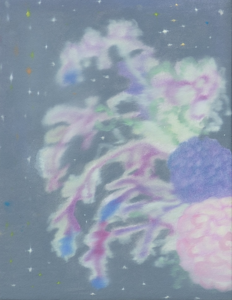 〈Bloom in Night_04〉, Oil on paper, 19.5x15cm, 2024