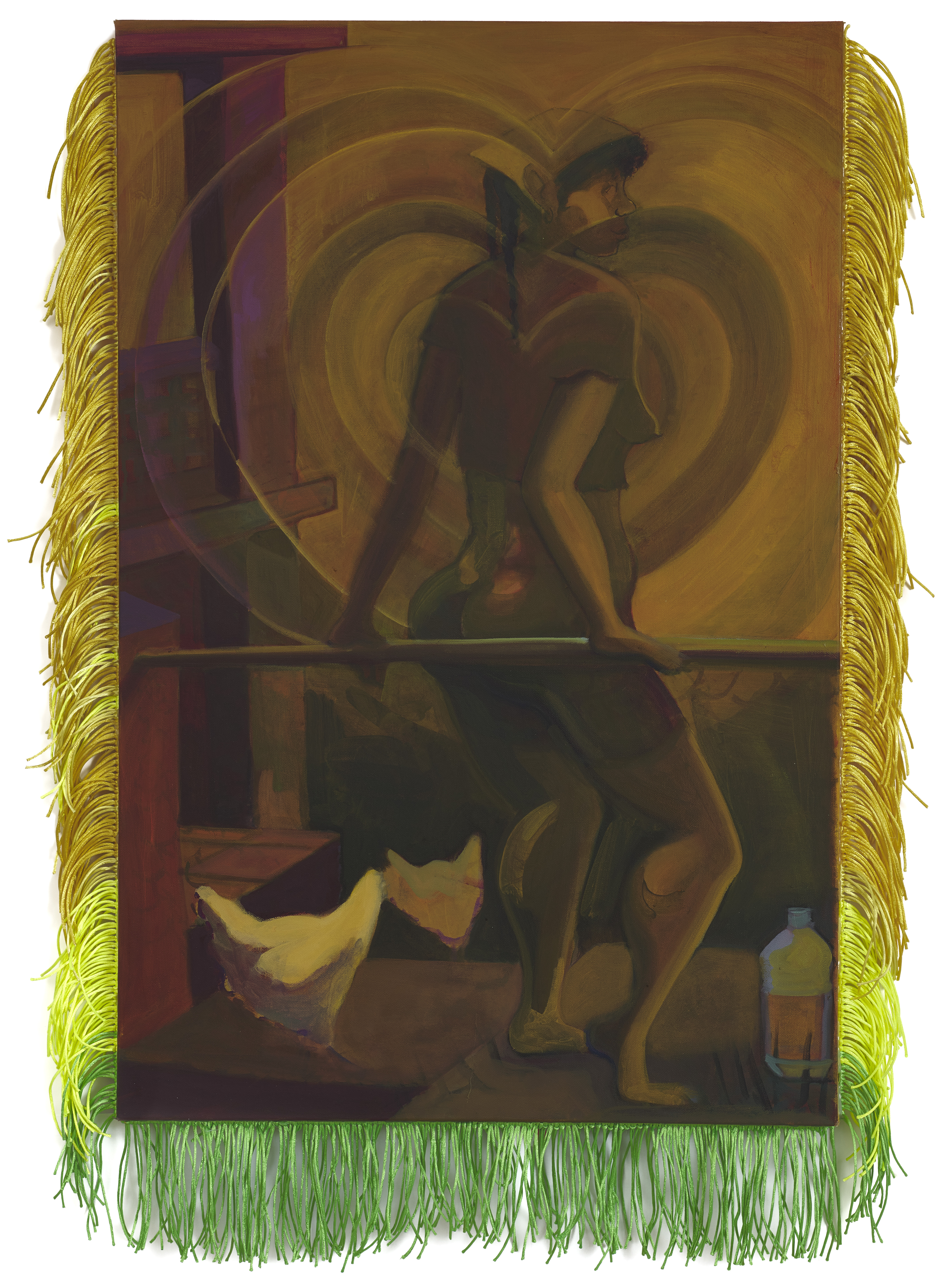 Ácido Sabor, 2022, oil on canvas, satin, 36 x 24 in. In the permanent collection of El Museo del Barrio (New York, NY)