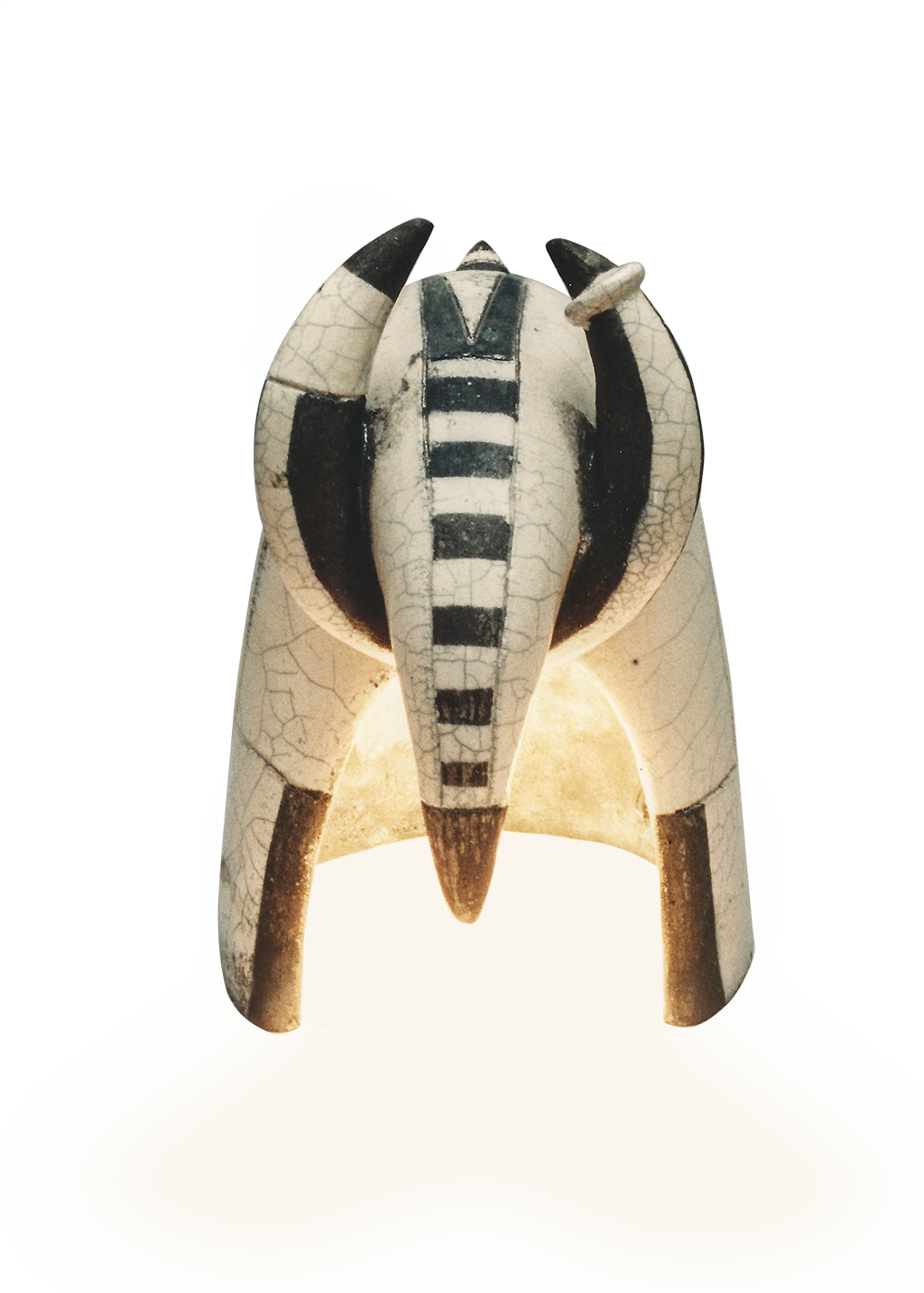 Uno con la luce nella pancia (Ceramica raku, cm 17x24x24, 1997)