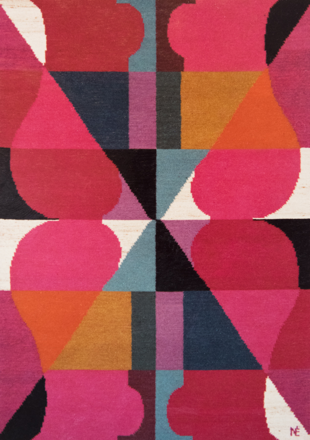 Handwoven wool rug. Serial production. 1990's