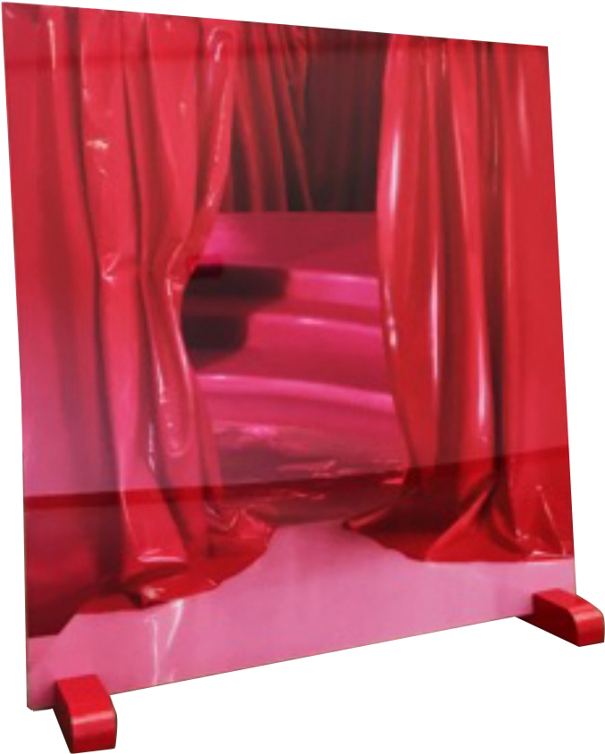 Anna Pogossova  Untitled (Sterile Room in Red Vinyl), 2017 (installation view)Pigment Print, Acrylic, Wood