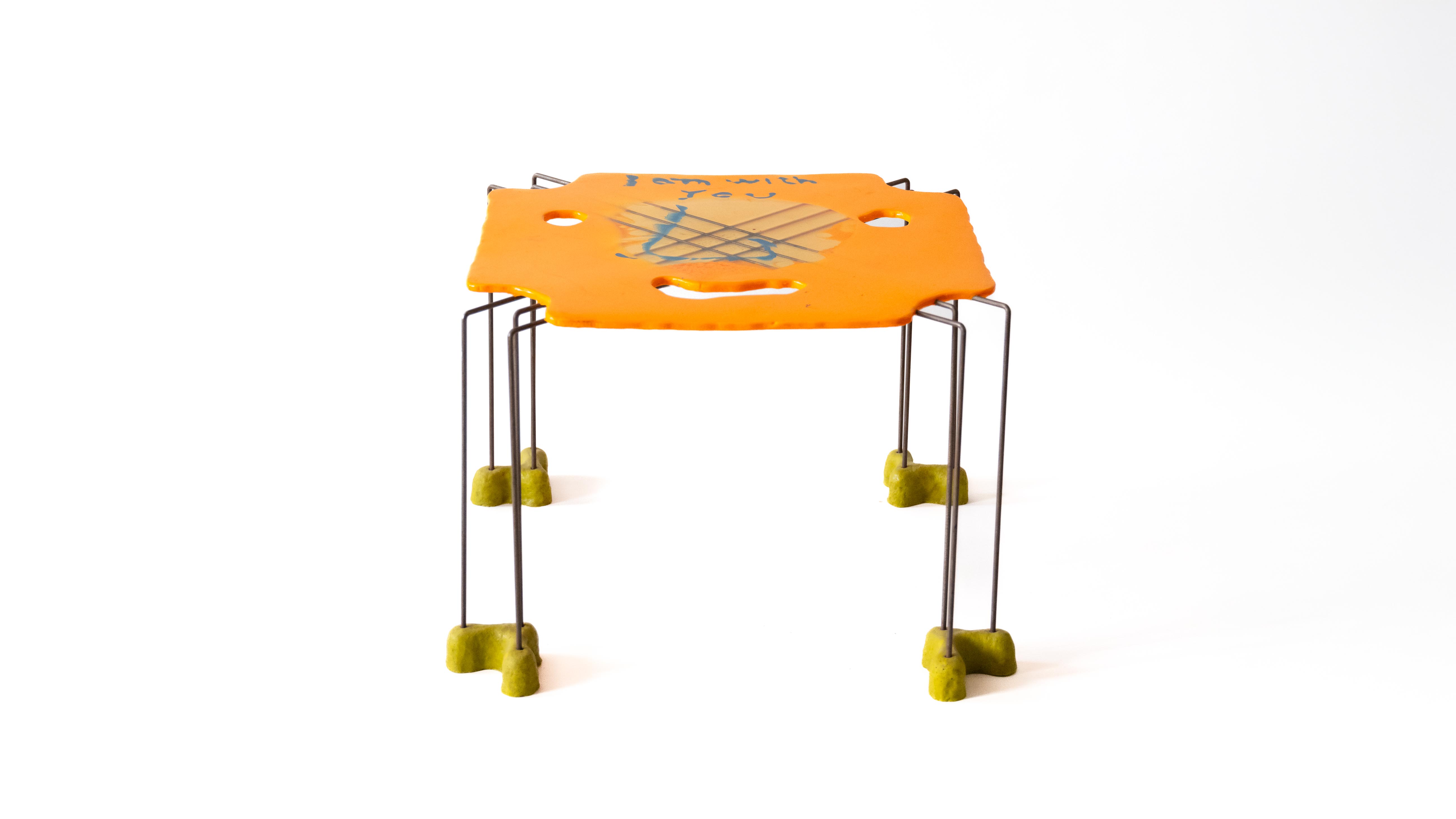 I am with you table by Gaetano Pesce for the tbwa/chiat/day office in 1994, nyc, shown in the work/life imbalance show by sweeterfat July 1st 2025