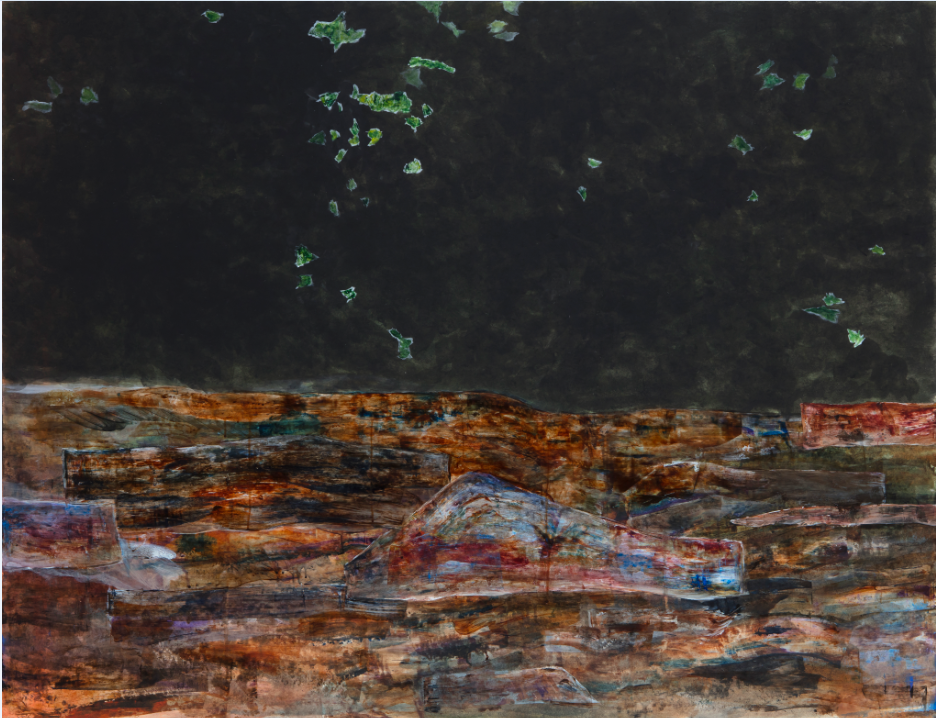 작은 빛acrylic, gouache, charcoal, Korean ink, Korean paint on Korean paper 112x145cm 2022