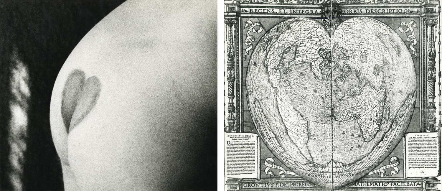 Mappamondo cordiforme di Oronce Finédue fotografie, 1971