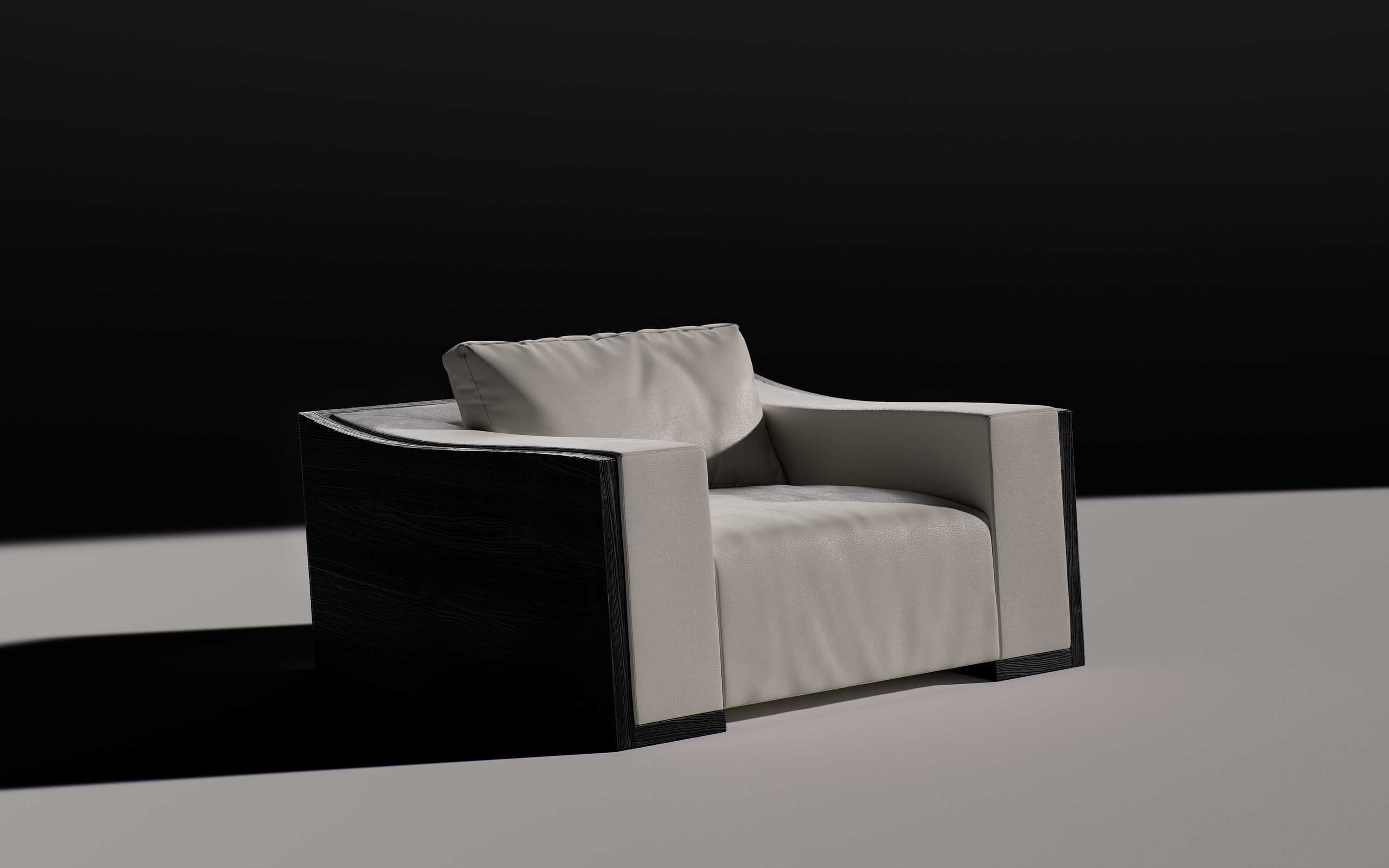 Grand Fauteuil | cuir et ch&ecirc;ne bross&eacute; | L 110 cm W 96 cm H 69 cm