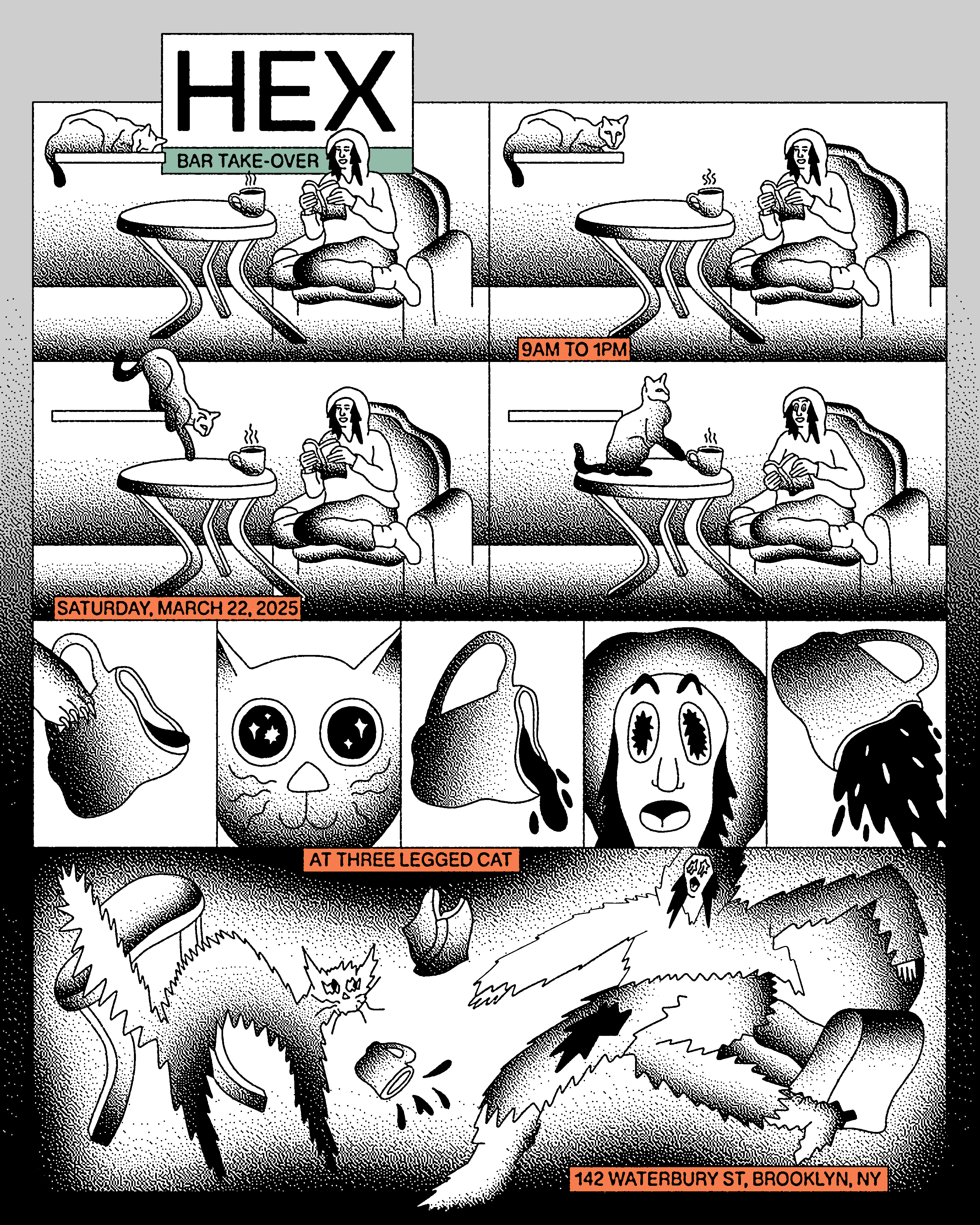 Hex Coffee x three legged cat Flyer, Digital, 2025