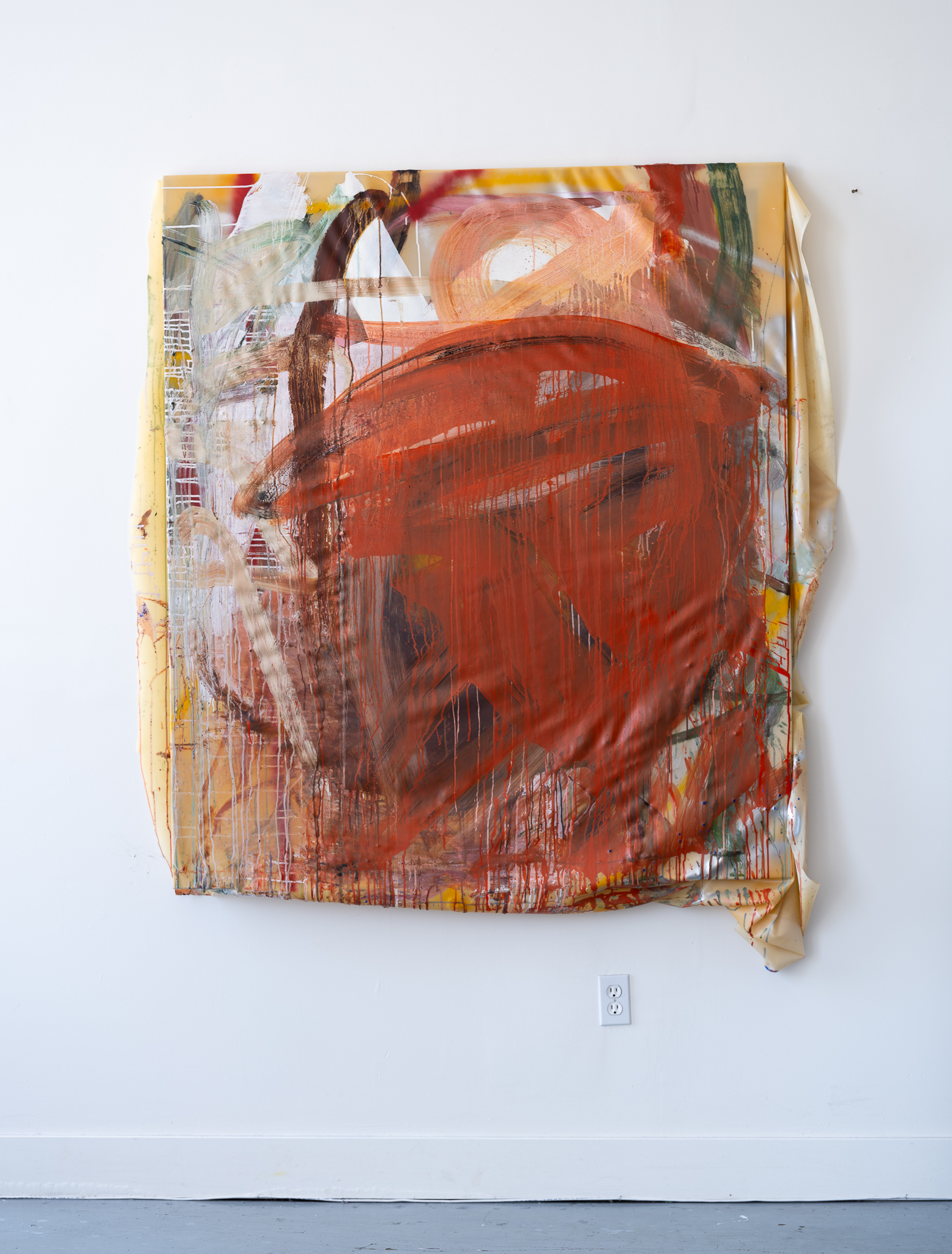 sacrificial dreams of the women before me (childbirth), 54x62, mixed media on latex 