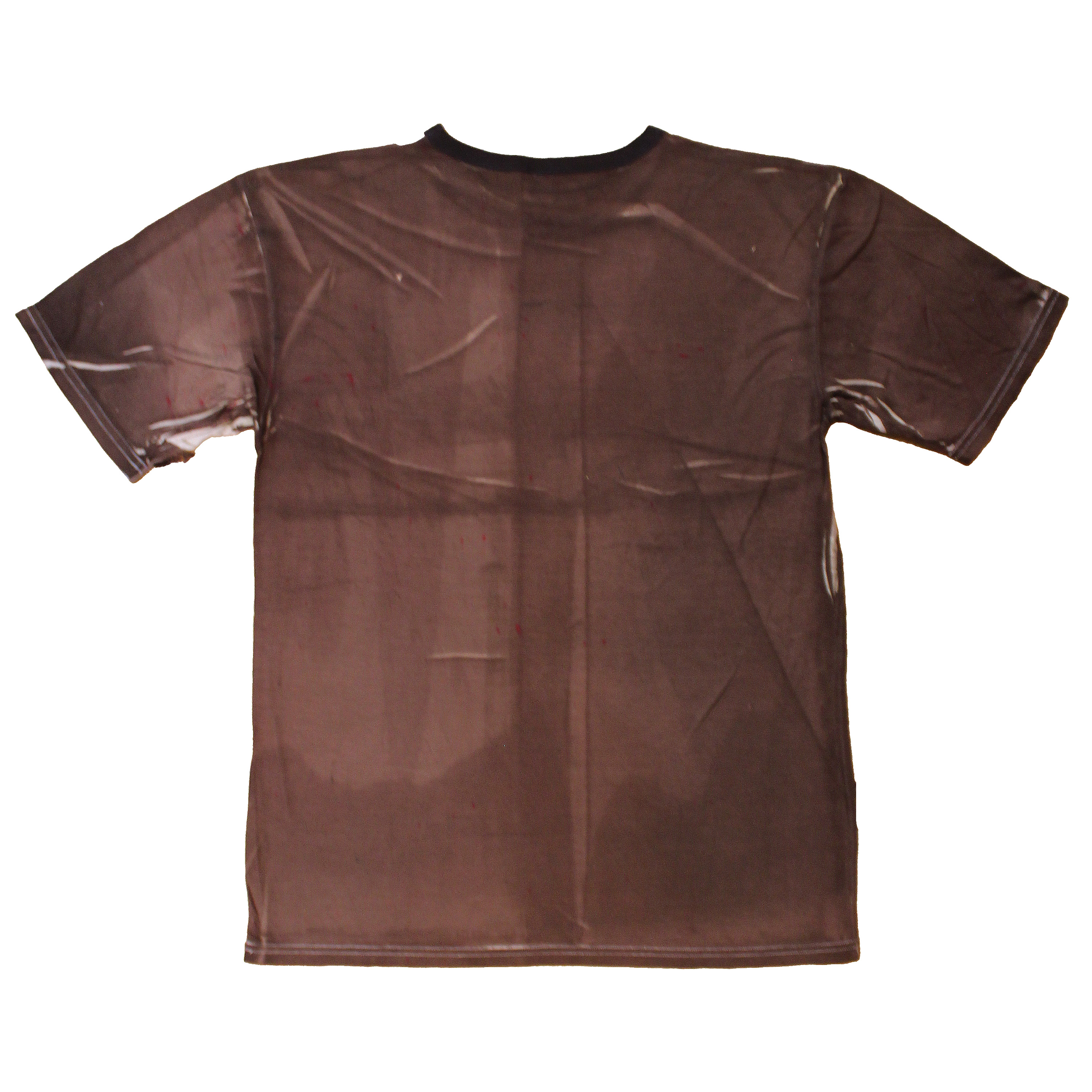 reclaimed vintage deadstock 70s ringer tee allover printed with dye. creases are unpredictable and vary from tee to tee. 