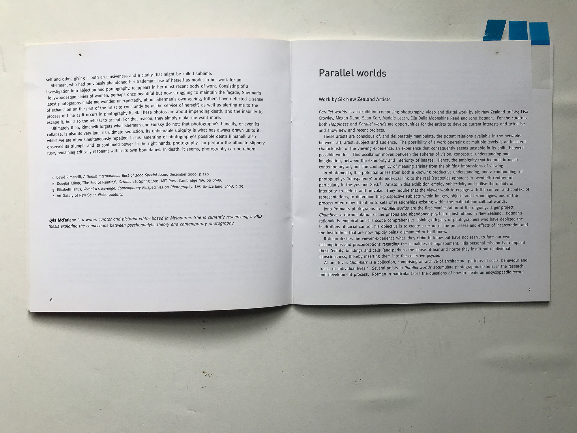 1/2Parallel Worlds, Catalogue, 2001