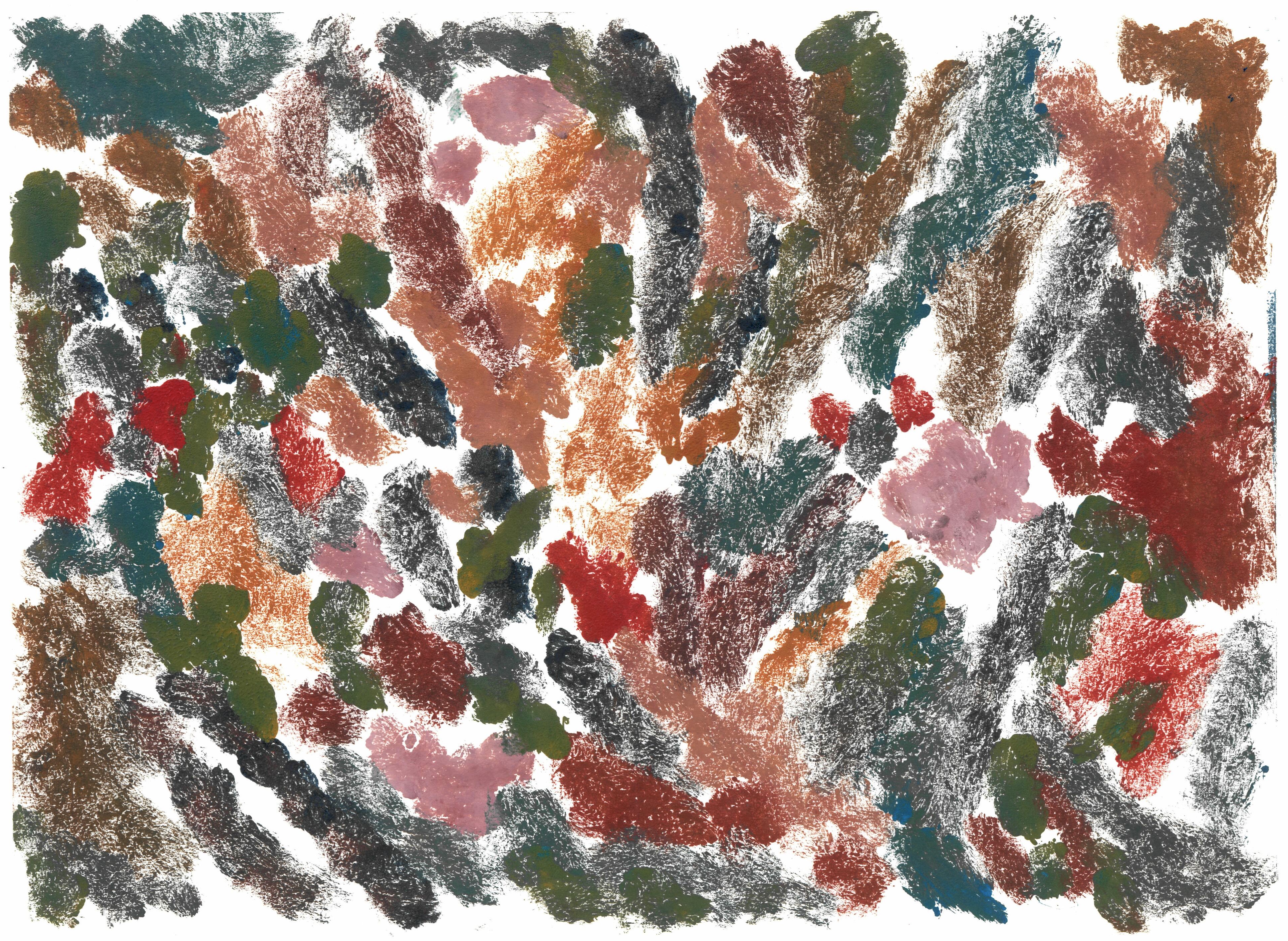 Flowerbed, monotype on paper