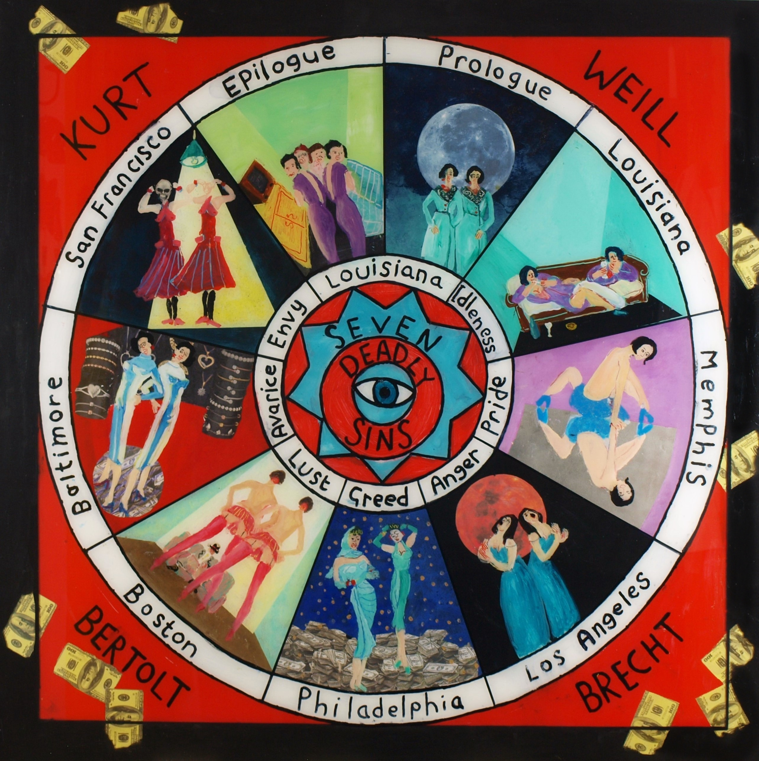 Seven Deadly Sins, Acrylic on Perspex 90 x 90, 2018