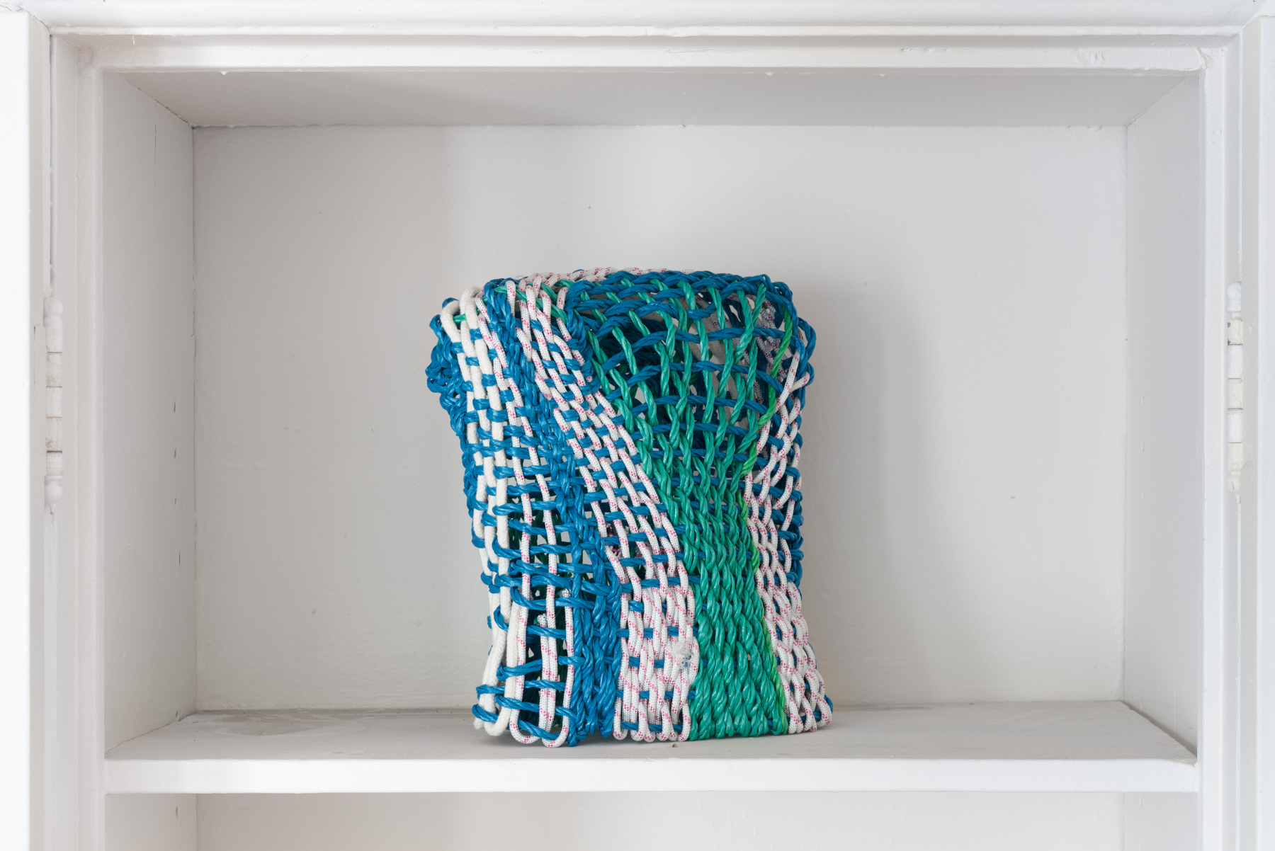 Trap, 2019, Polypropylene rope and clothesline, 13 x 11.5 x 6.5 inches