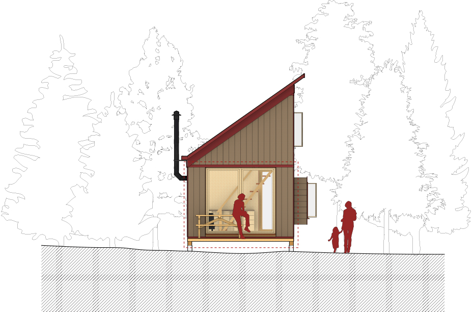 Phase 1 Elevation of the proposed dwelling at 1204 Peninsula Rd. in Haliburton, Ontario.