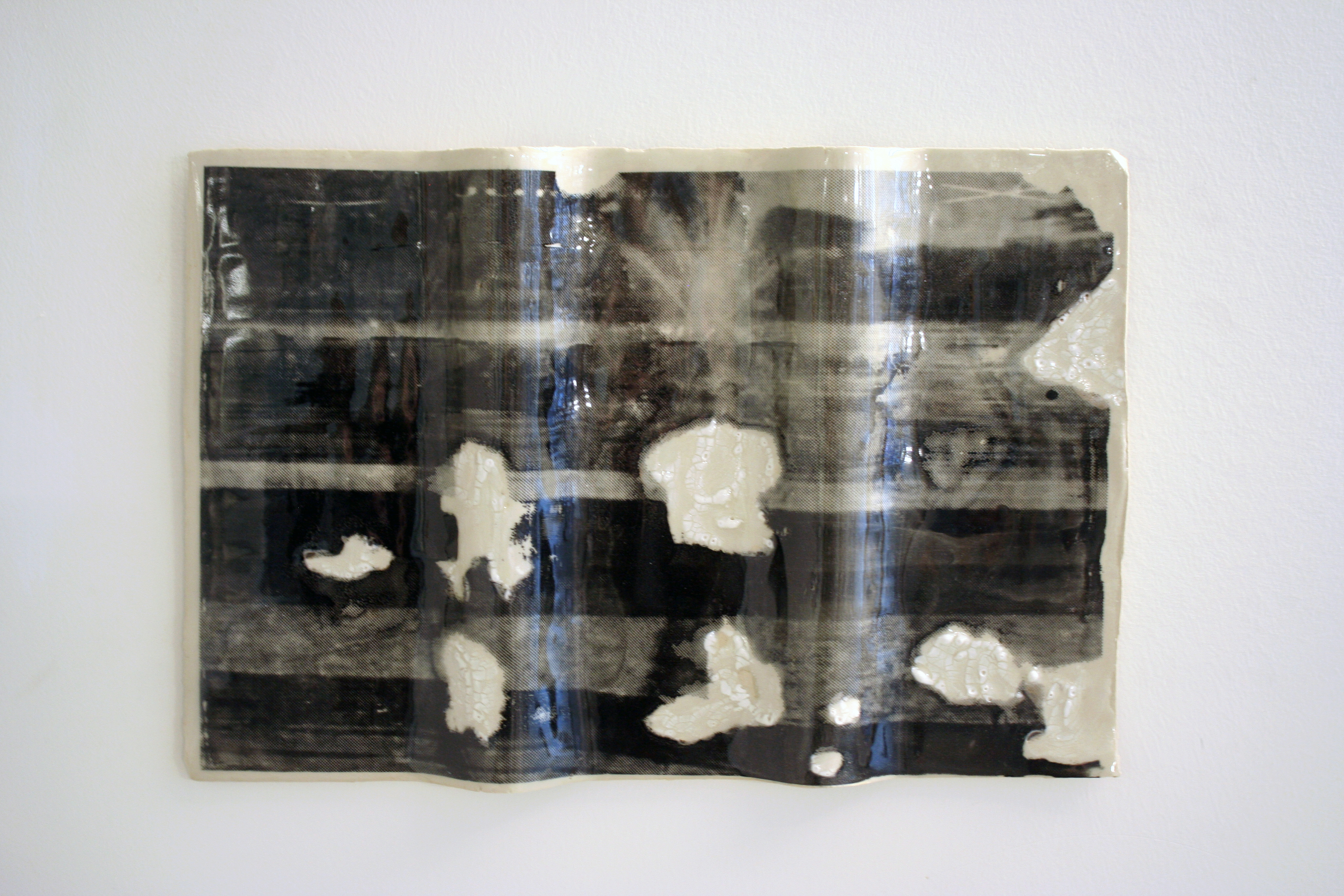 Distorted Time Cluster, Cascara Shrapnel | Screenprint on Ceramic | 10 x 15 | 2022