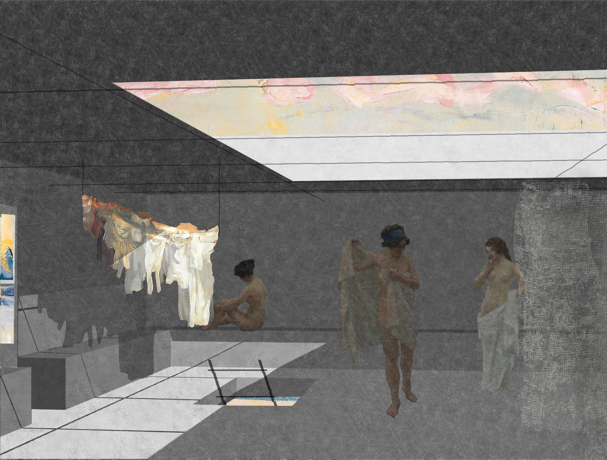 Enclosure, decayed plaster walls, integration of the surrounding